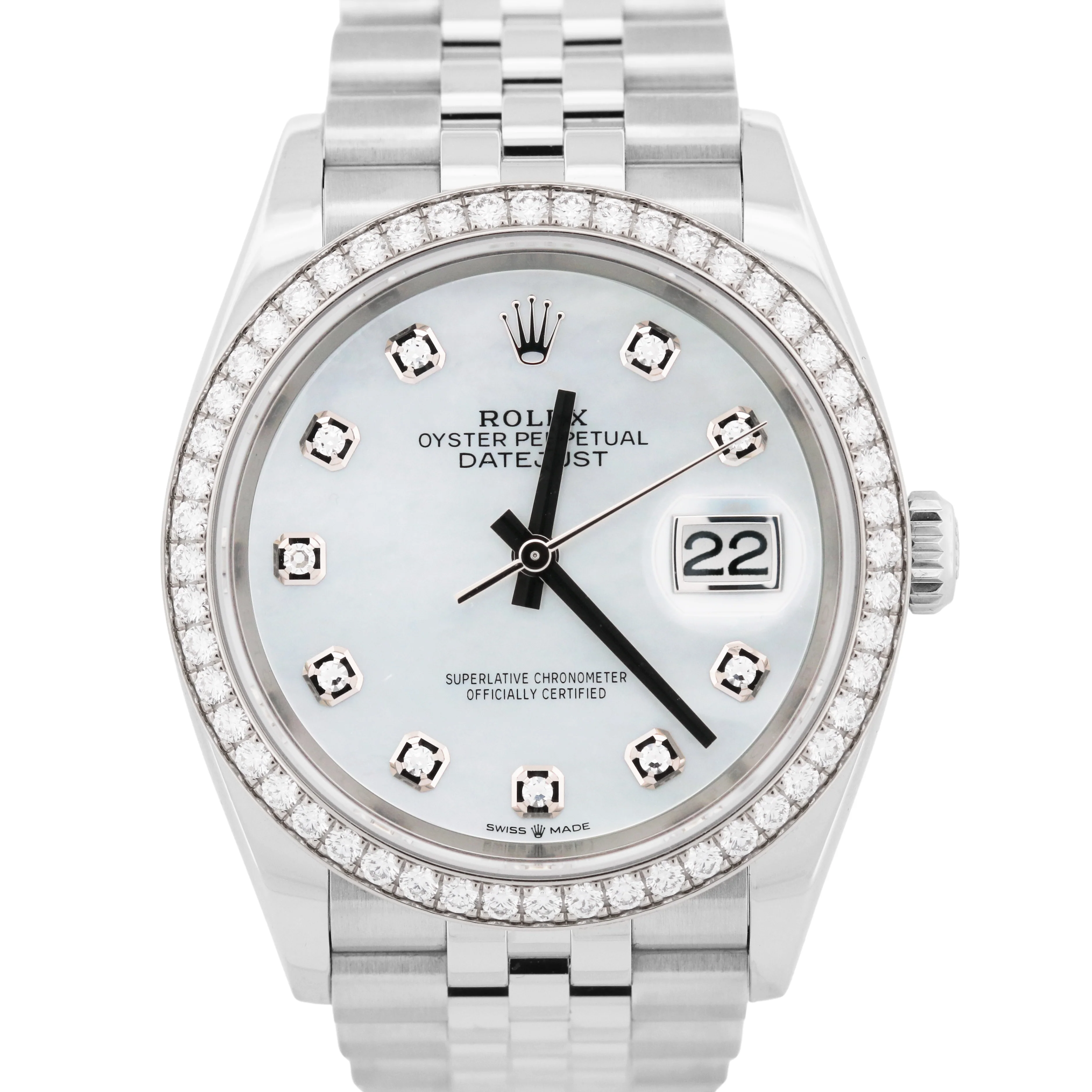 2024 Rolex DateJust 36mm FACTORY MOP DIAMOND Stainless Steel Jubilee 126284 RBR