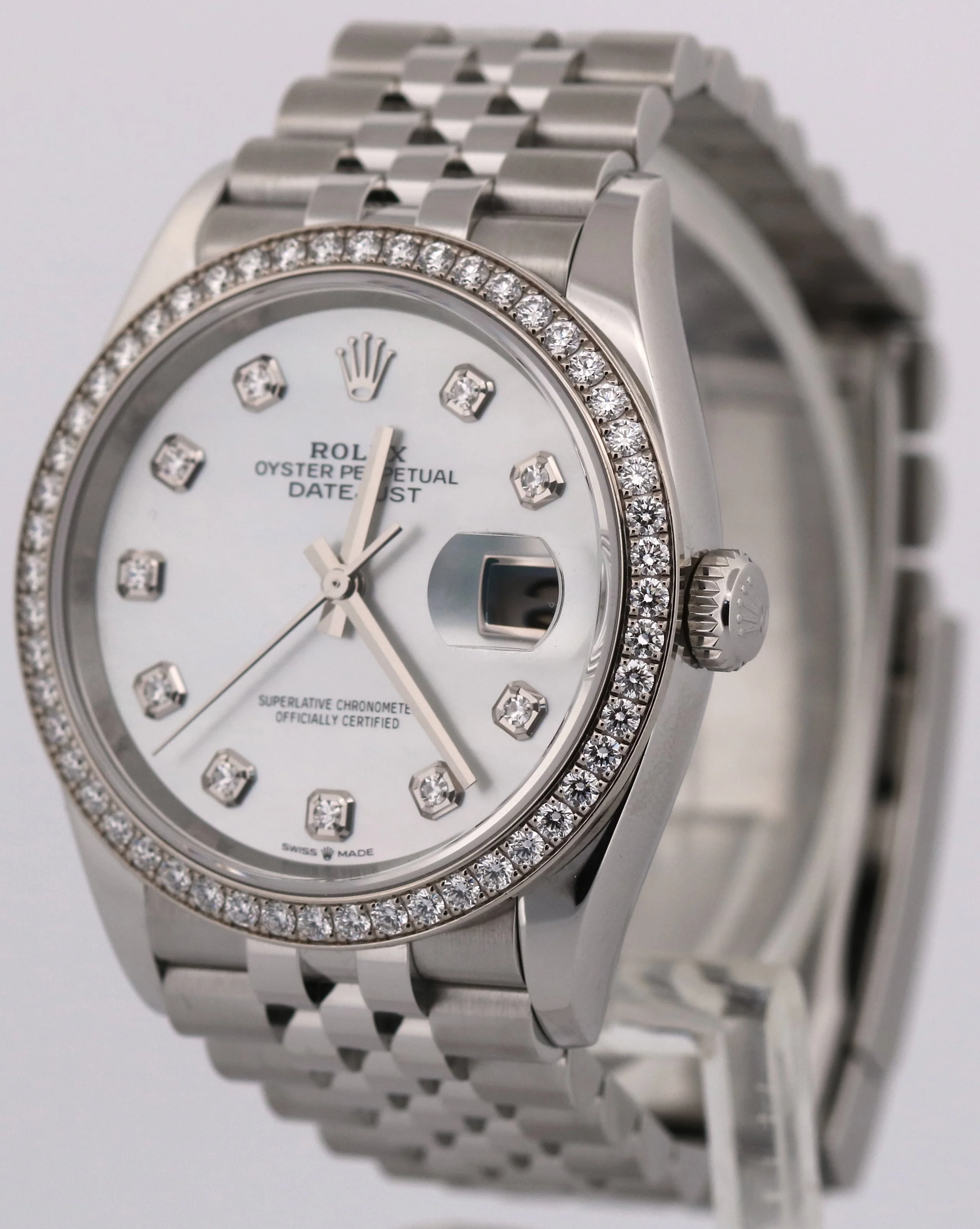 2024 Rolex DateJust 36mm FACTORY MOP DIAMOND Stainless Steel Jubilee 126284 RBR - Image 3