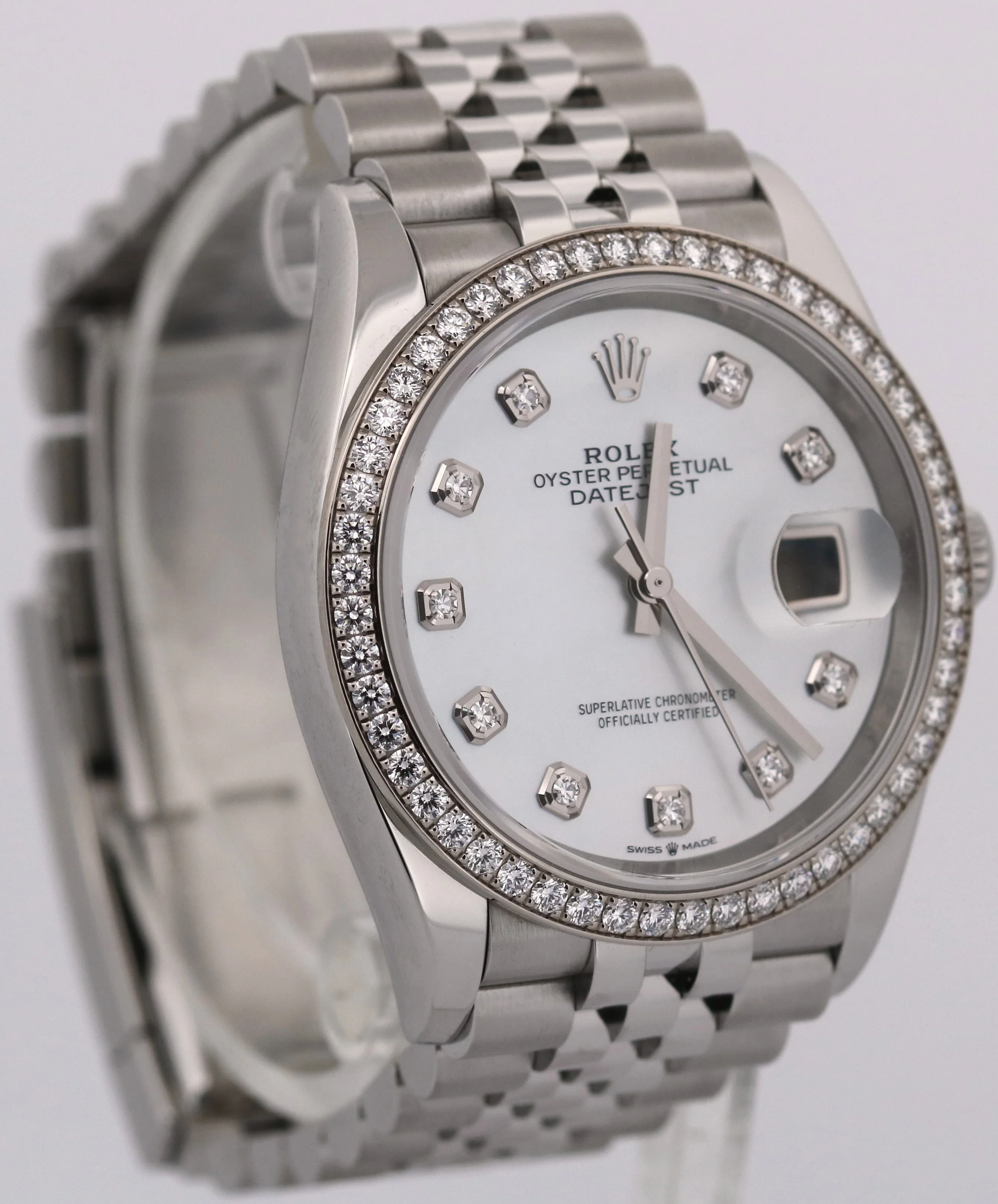 2024 Rolex DateJust 36mm FACTORY MOP DIAMOND Stainless Steel Jubilee 126284 RBR - Image 4