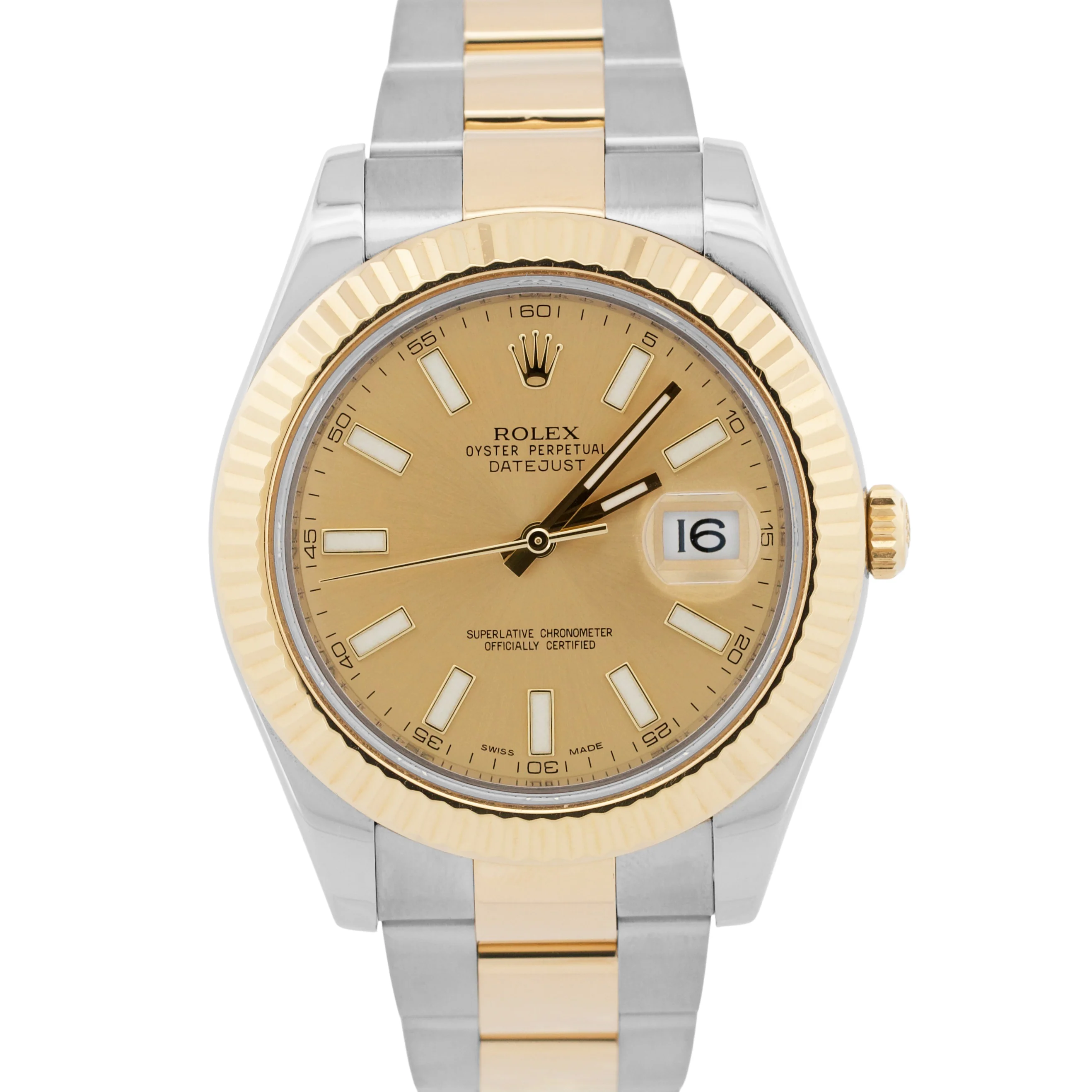 2024 RSC Rolex Datejust II CHAMPAGNE 18K Gold Stainless OYSTER 41mm 116333 BOX