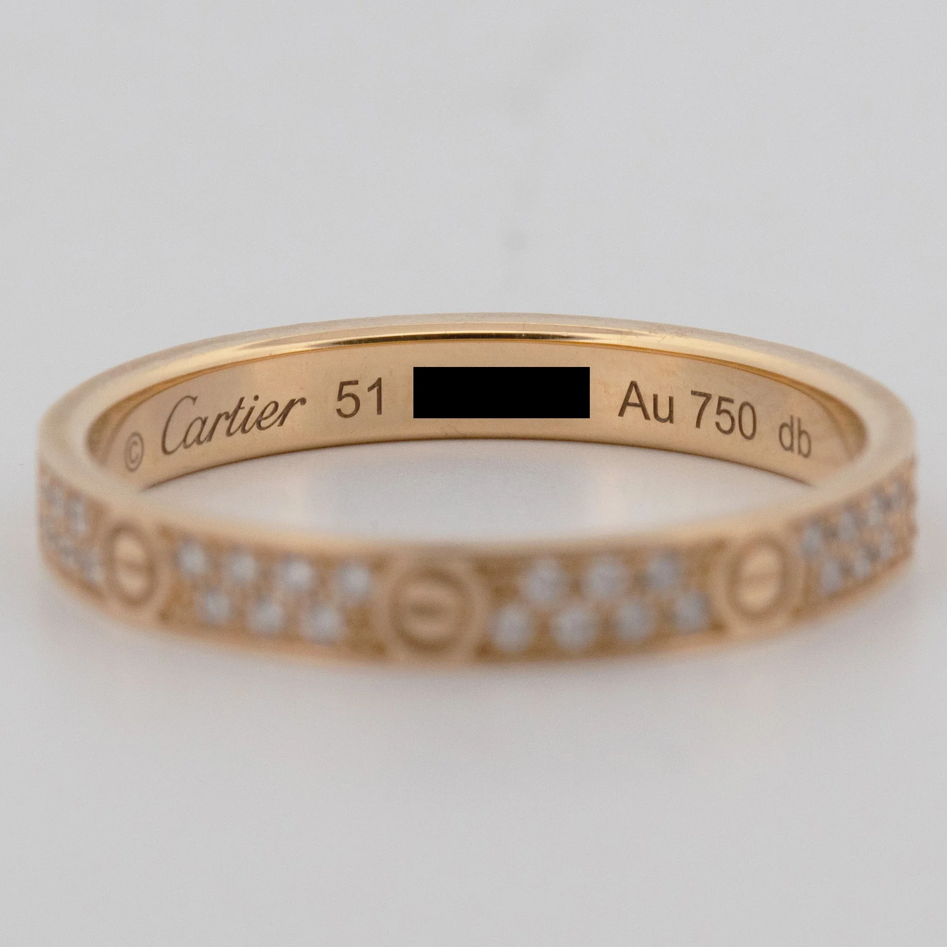 2025 PAPERS Cartier LOVE Ring Paved DIAMOND 18K Yellow Gold Size 51 AU 750 BOX - Image 4