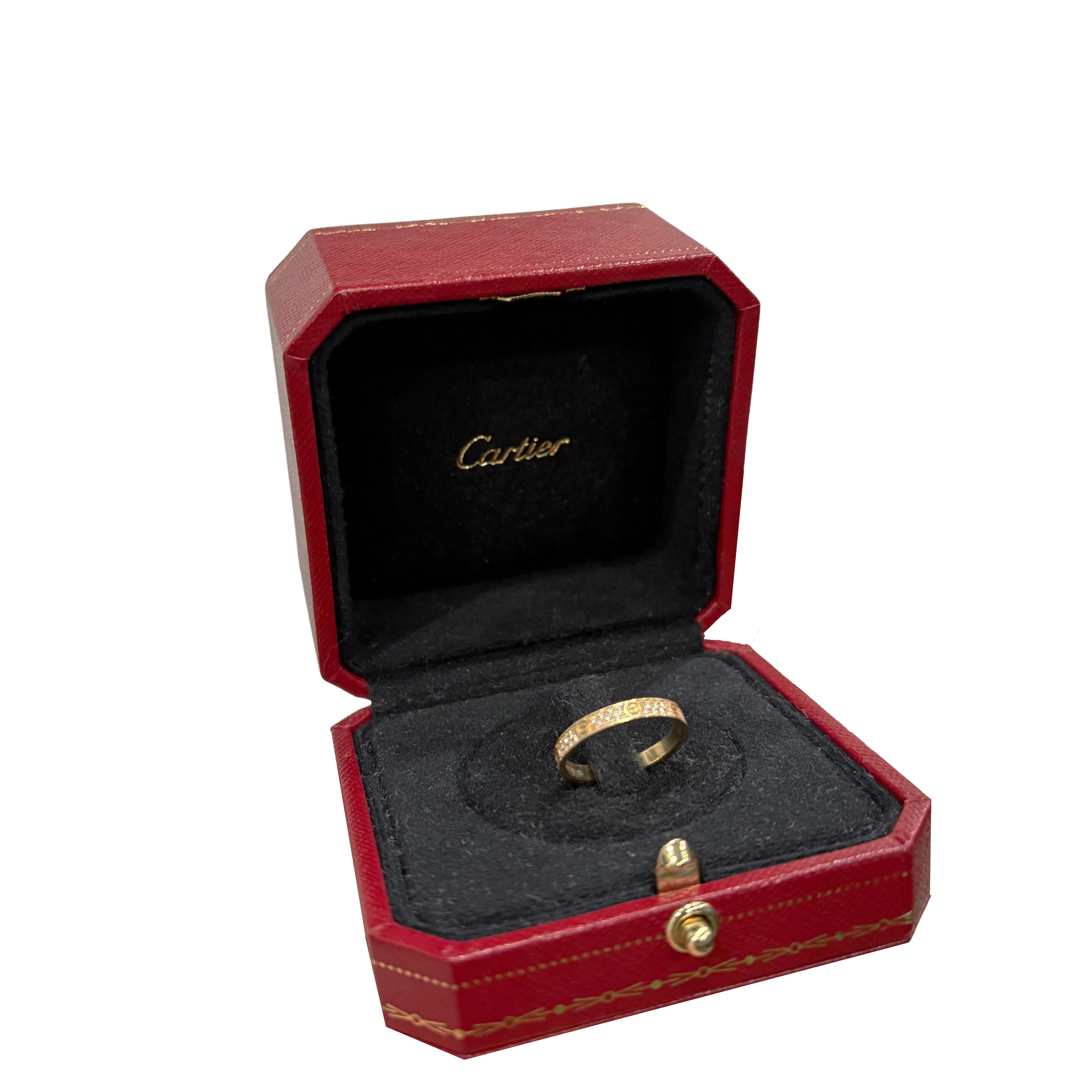 2025 PAPERS Cartier LOVE Ring Paved DIAMOND 18K Yellow Gold Size 51 AU 750 BOX - Image 8