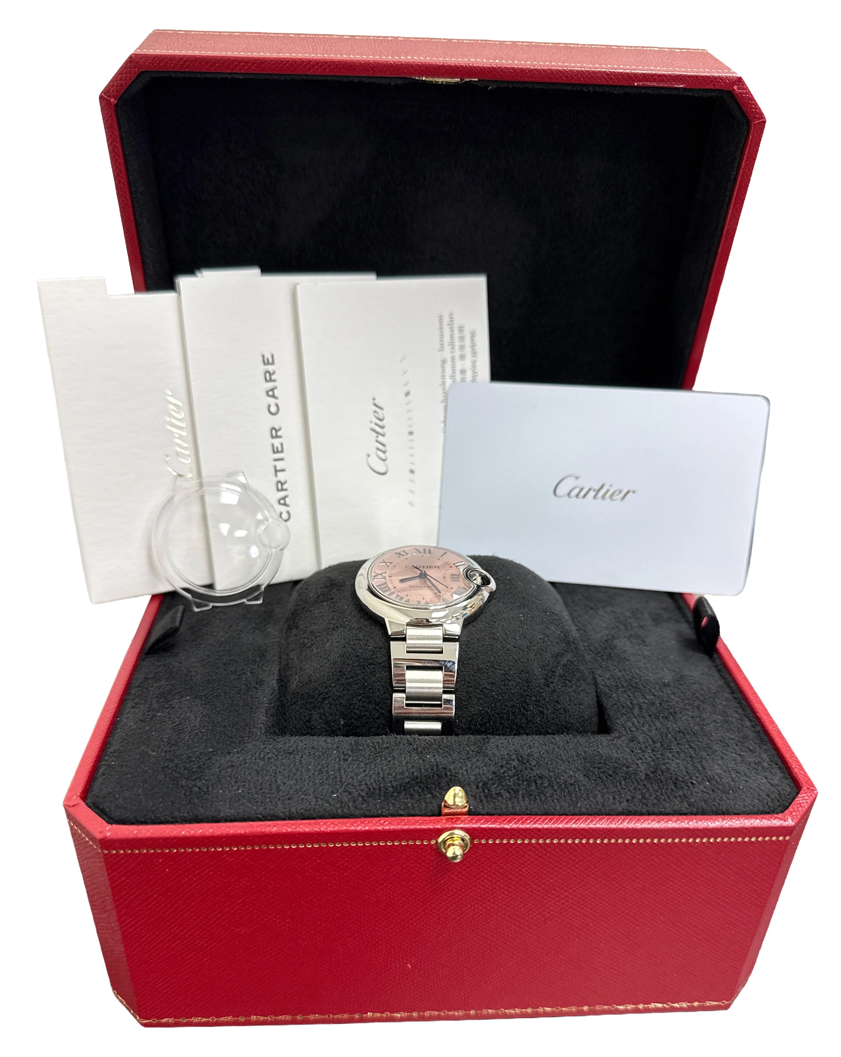 2025 PAPERS Ladies Cartier Ballon Bleu PINK 28mm Automatic 4373 WSBB0068 BOX - Image 2