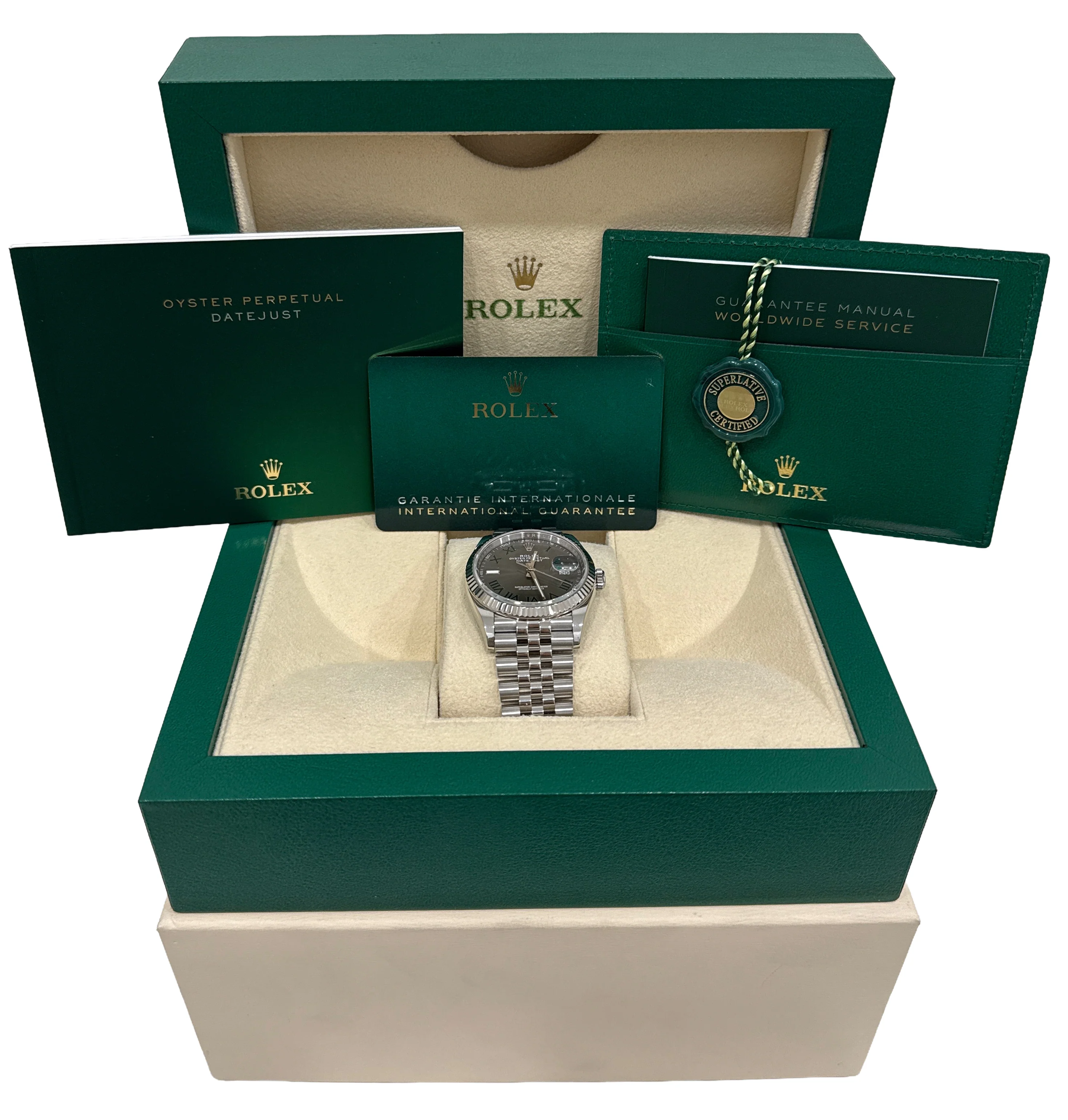 2025 PAPERS Rolex DateJust 36mm WIMBLEDON 18K Gold Steel JUBILEE 126234 BOX - Image 2