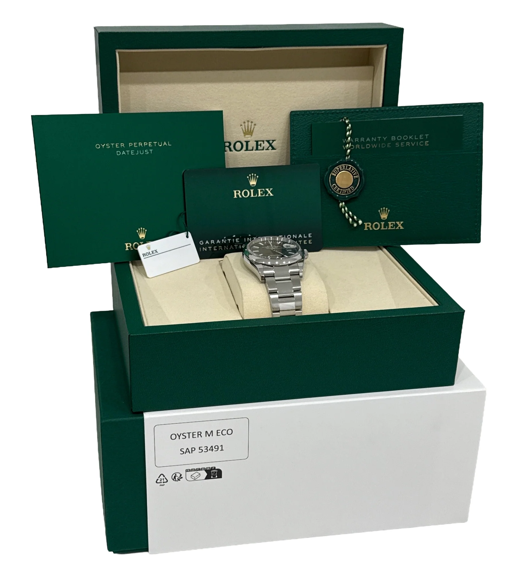 2025 PAPERS Rolex DateJust GREEN Stainless Steel Oyster 36mm Watch 126200 BOX - Image 2