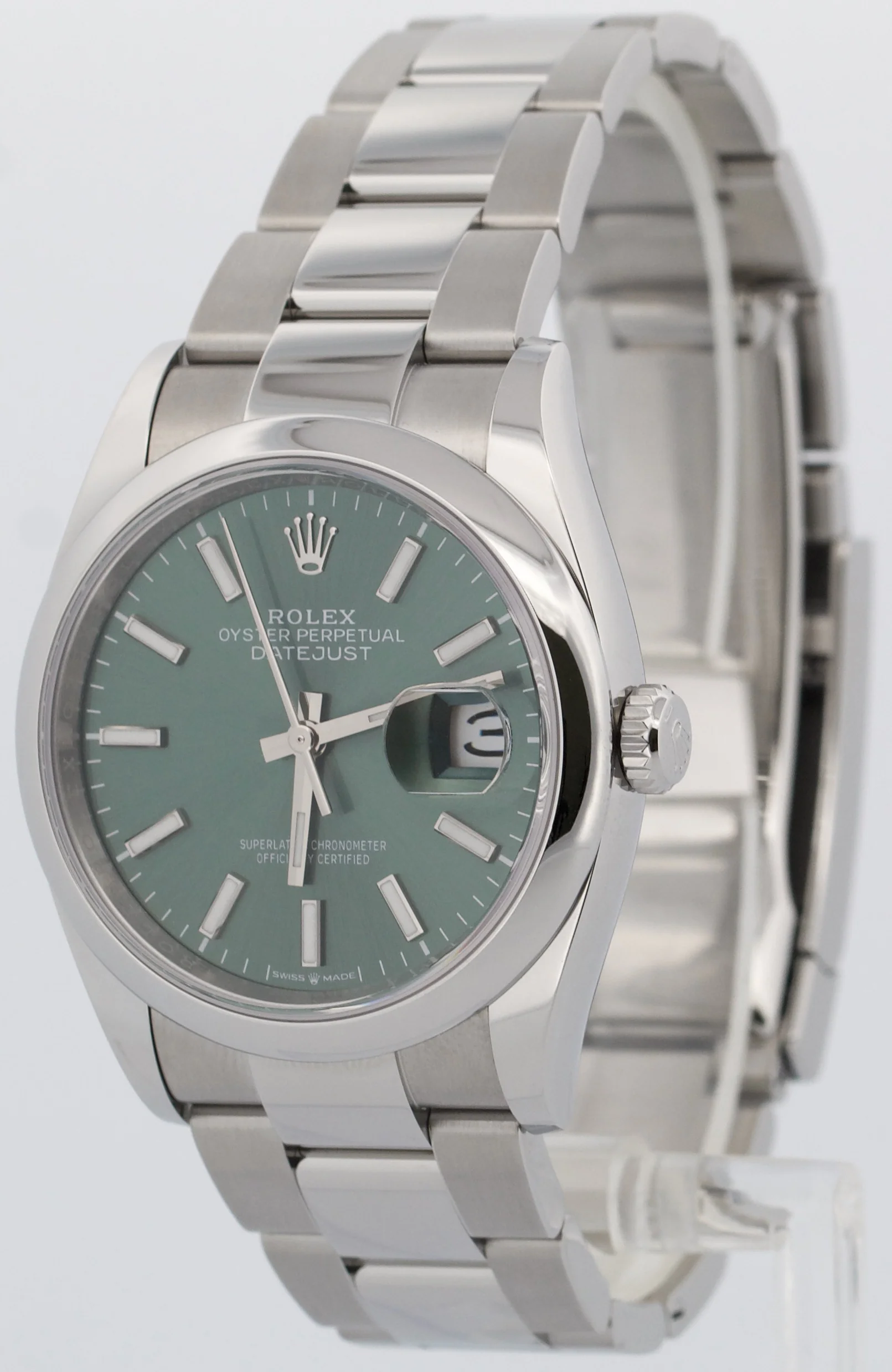 2025 PAPERS Rolex DateJust GREEN Stainless Steel Oyster 36mm Watch 126200 BOX - Image 3