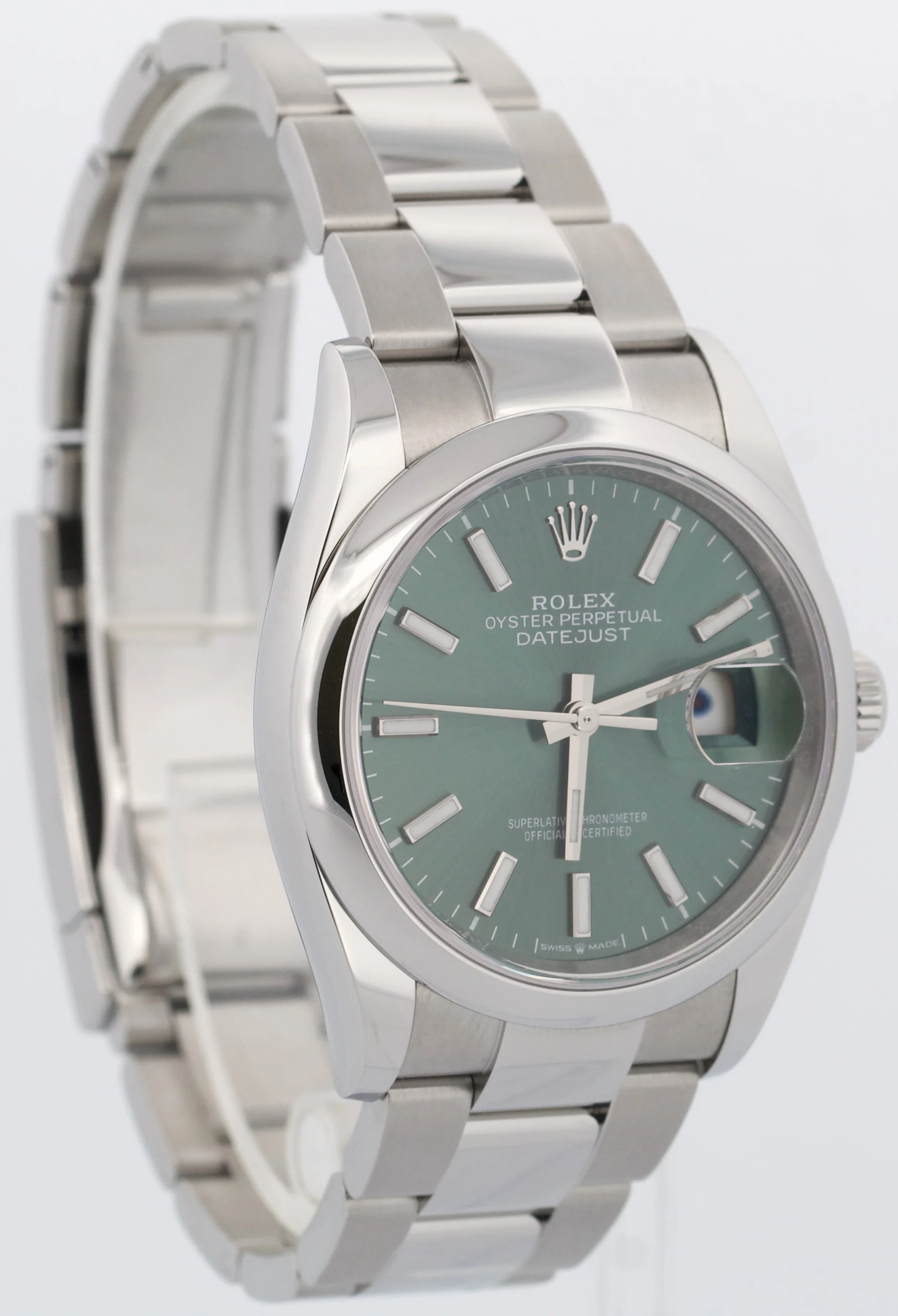 2025 PAPERS Rolex DateJust GREEN Stainless Steel Oyster 36mm Watch 126200 BOX - Image 4
