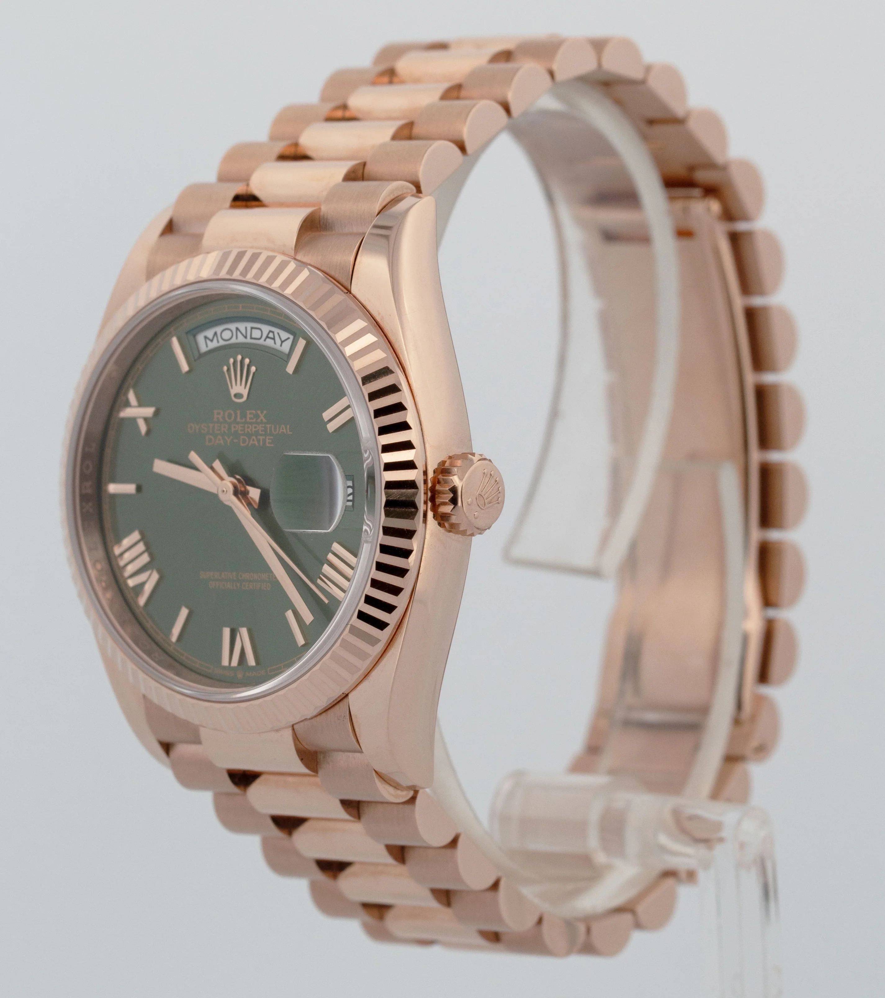 2025 PAPERS Rolex Day-Date President OLIVE ROMAN 36mm Rose Gold 128235 Watch BOX - Image 4