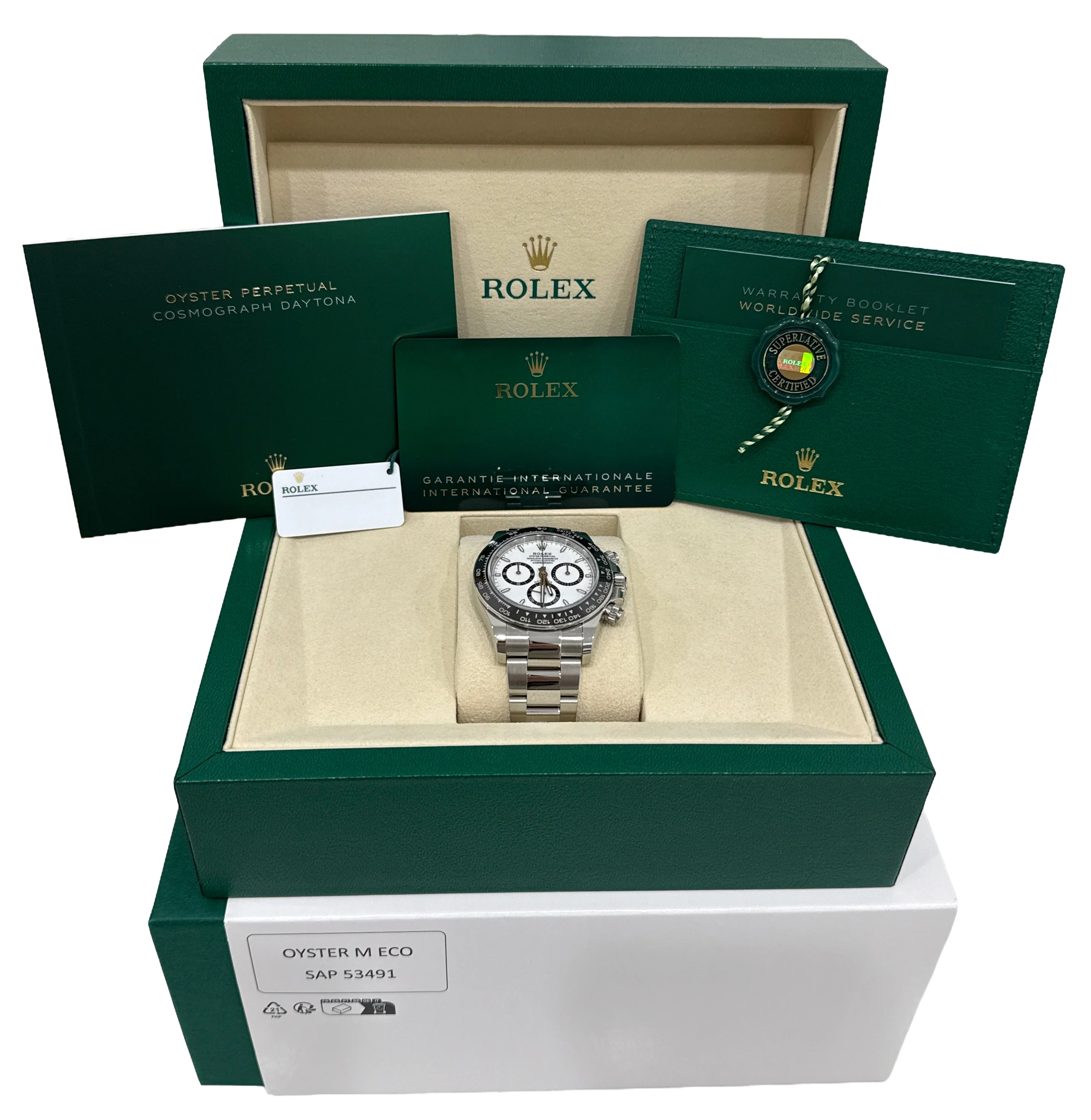 2025 PAPERS Rolex Daytona Cosmograph Steel PANDA White Steel 40mm 126500 LN BOX - Image 2