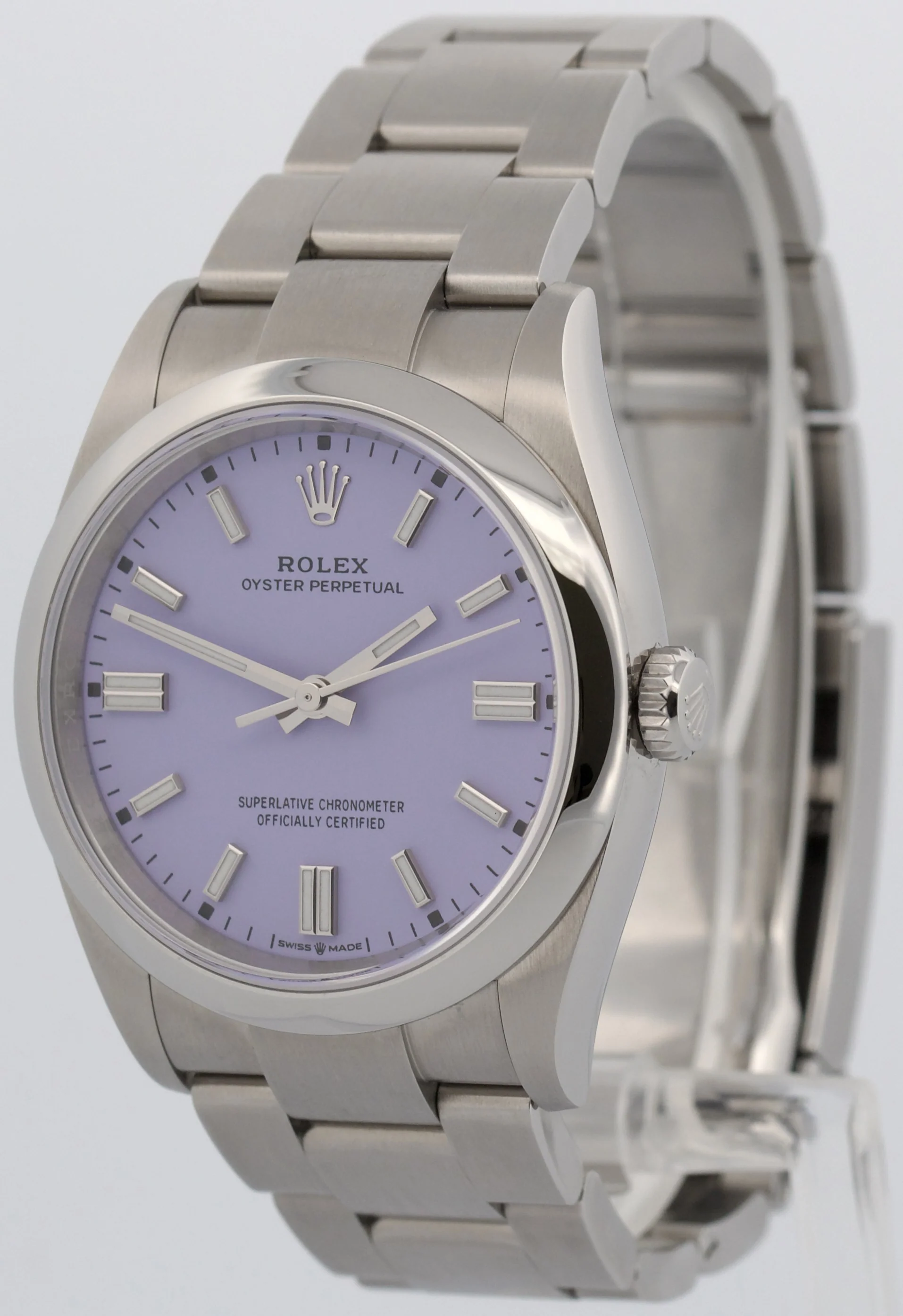 2025 PAPERS Rolex Oyster Perpetual LAVENDER PURPLE Steel 36mm Watch 126000 BOX - Image 3