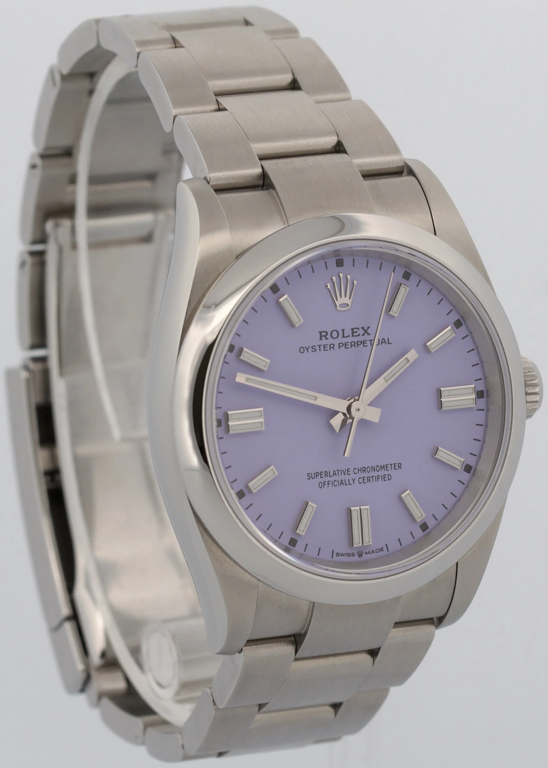 2025 PAPERS Rolex Oyster Perpetual LAVENDER PURPLE Steel 36mm Watch 126000 BOX - Image 4