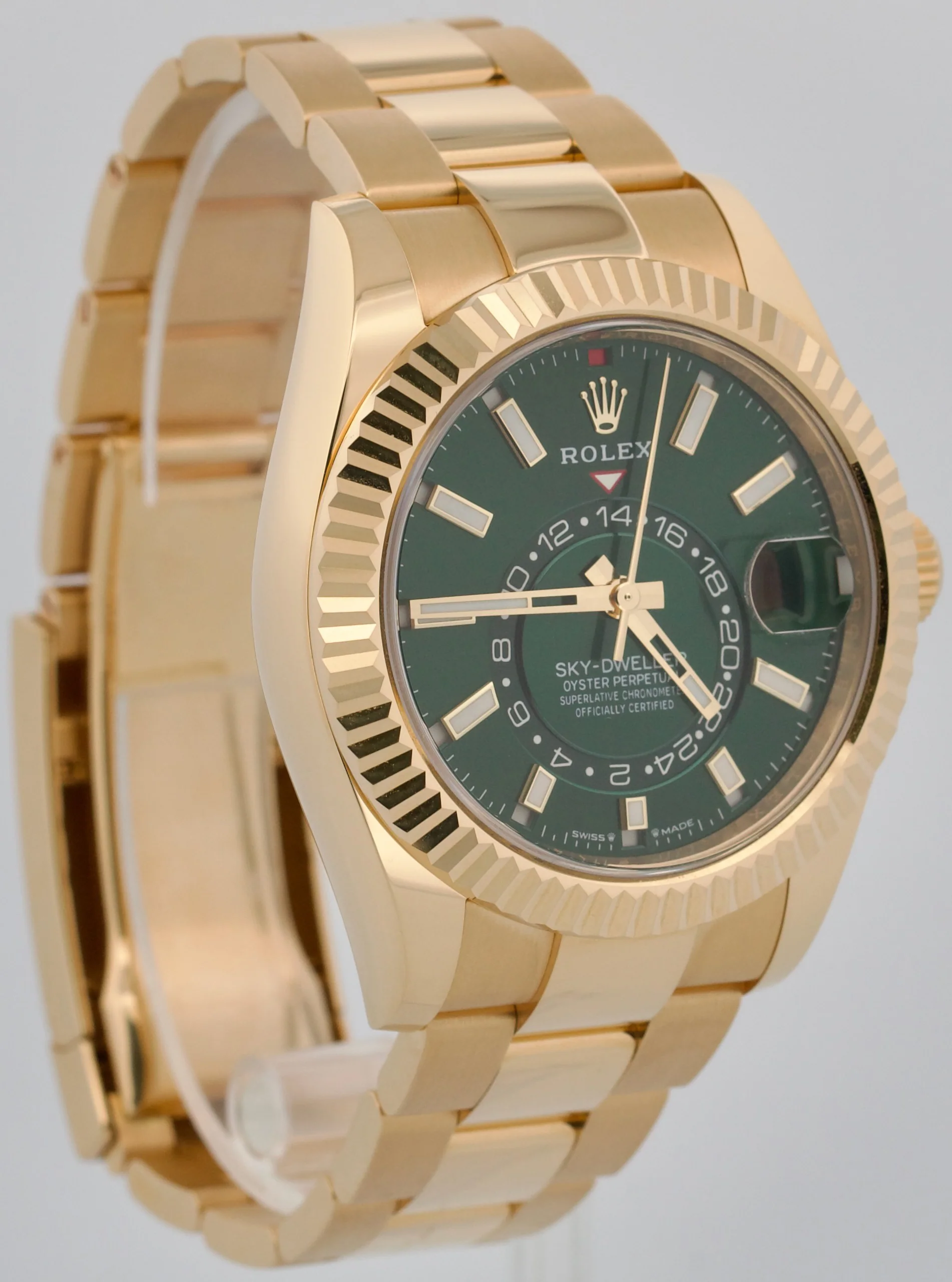 2025 PAPERS Rolex Sky-Dweller GREEN 18K Yellow Gold 42mm OYSTER Watch 336938 BOX - Image 4