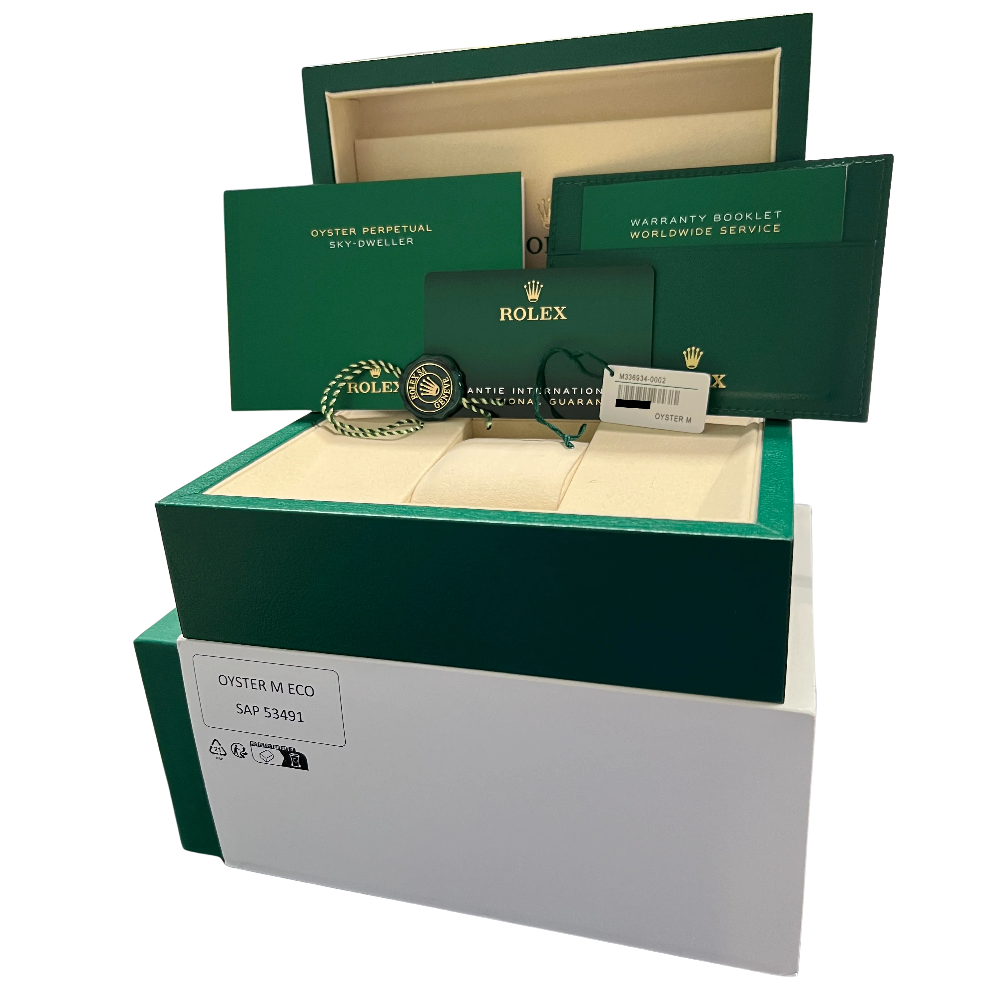 2025 PAPERS Rolex Sky-Dweller GREEN 42mm JUBILEE 18K Stainless 336934 Watch BOX - Image 2
