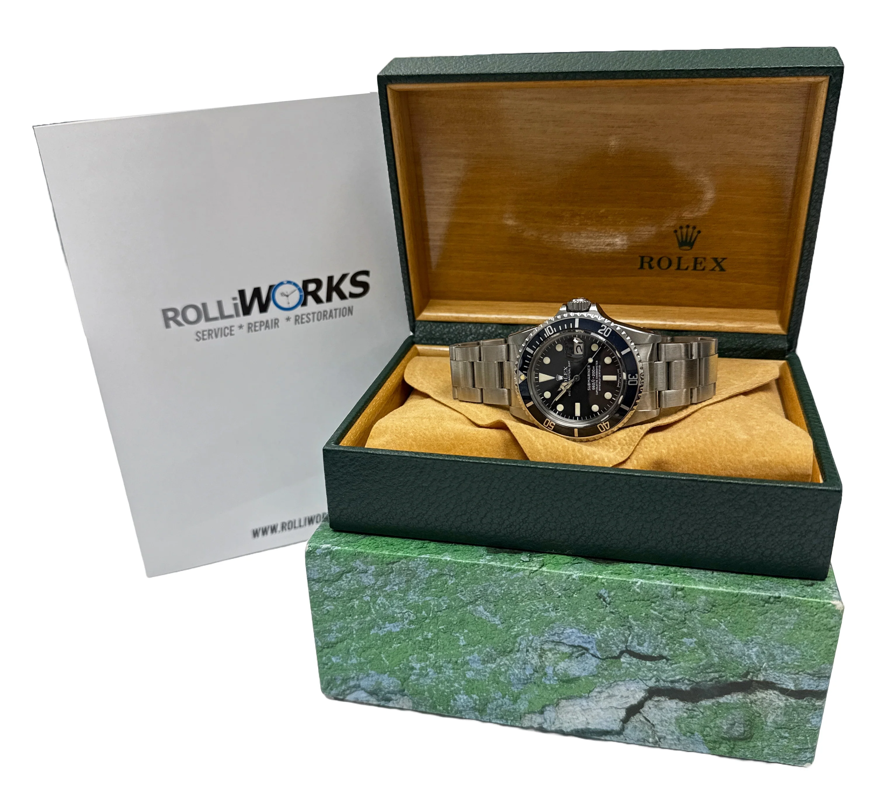 2025 SERVICE Rolex Submariner Date PATINA Black 40mm Steel Oyster 1680 Watch BOX - Image 2