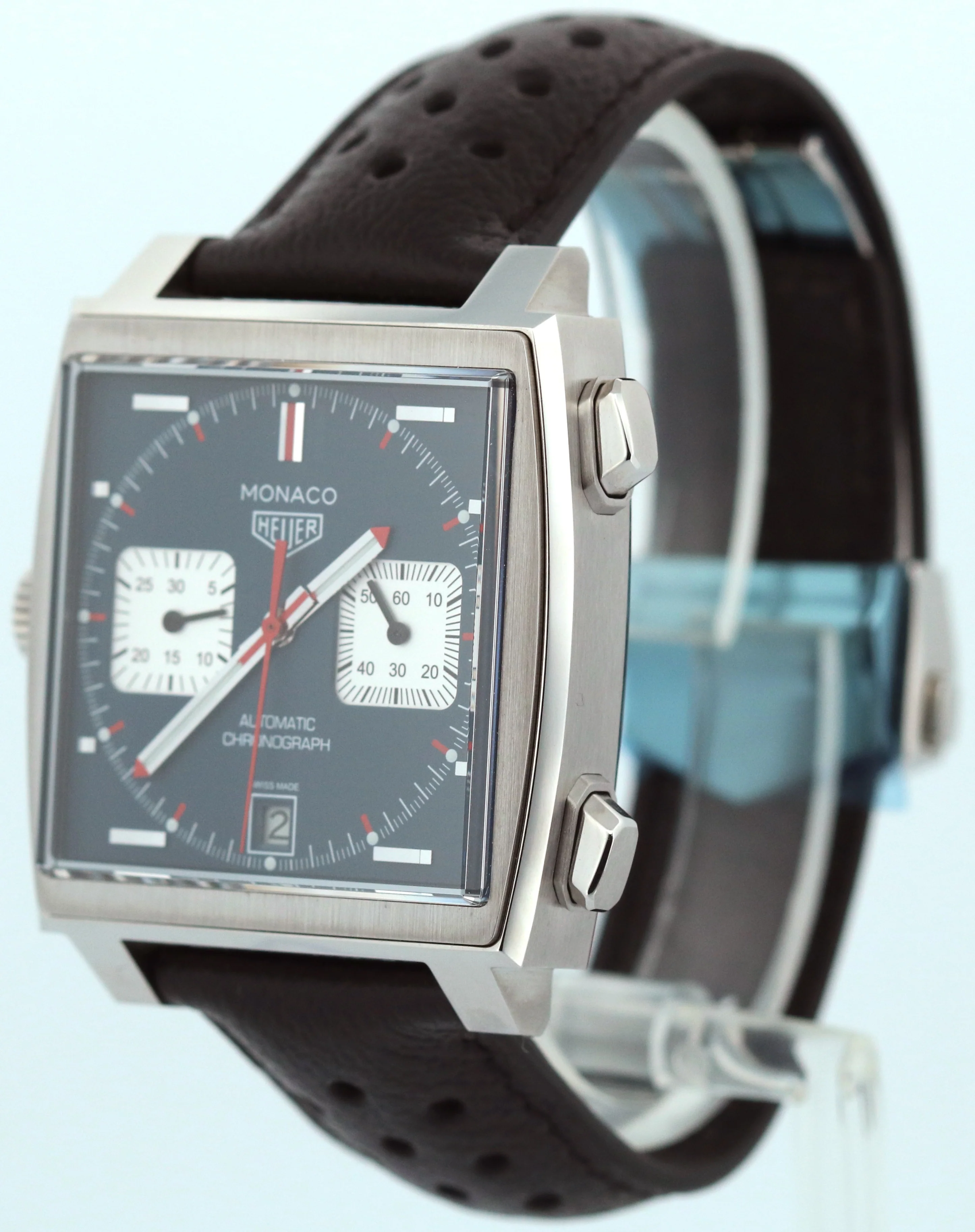 2025 Tag Heuer Monaco STEVE MCQUEEN Blue Leather Steel 39mm CAW211P.FC6356 BOX - Image 3