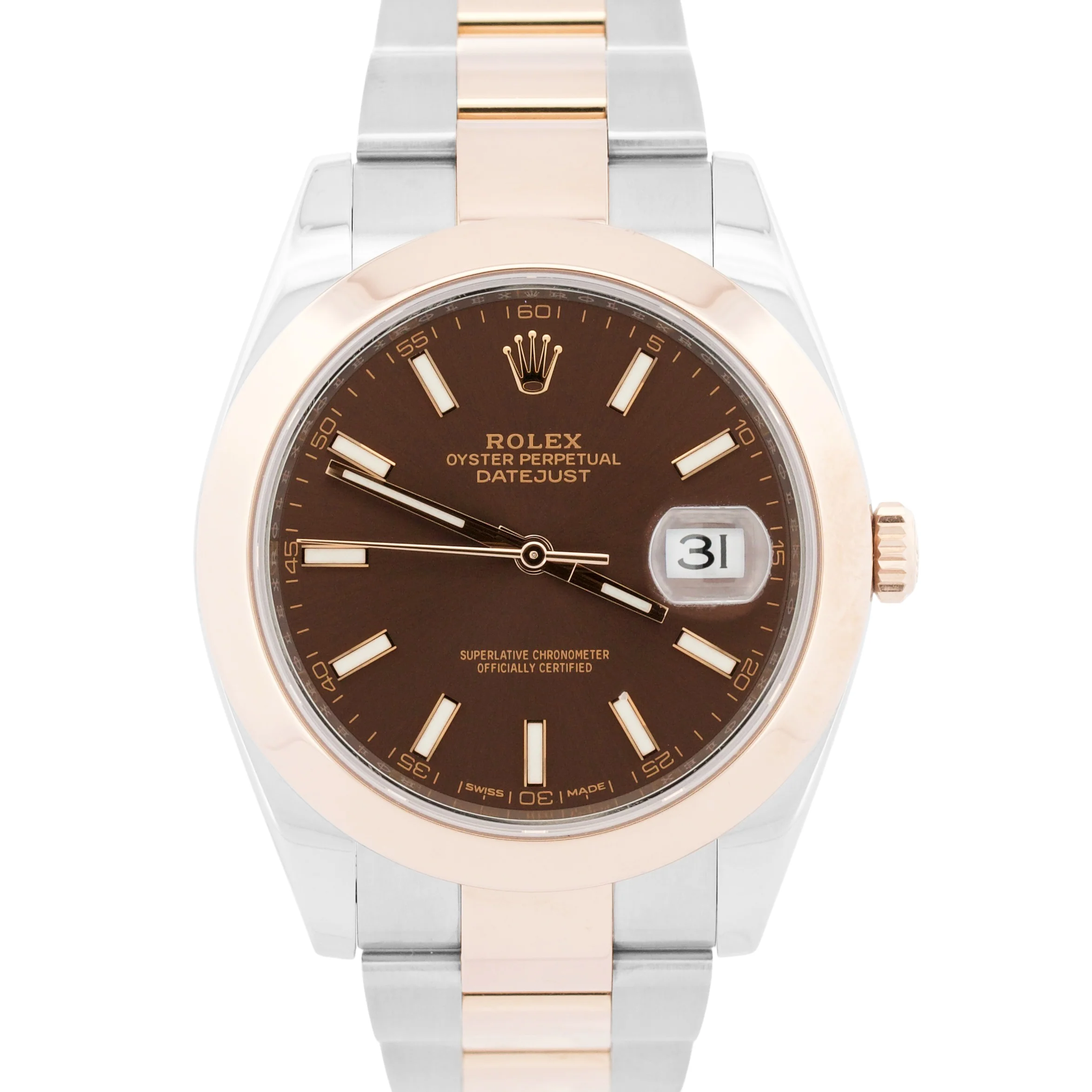 2026 RSC PAPERS Rolex DateJust 41mm CHOCOLATE 18K Rose Gold Steel 126301 BOX