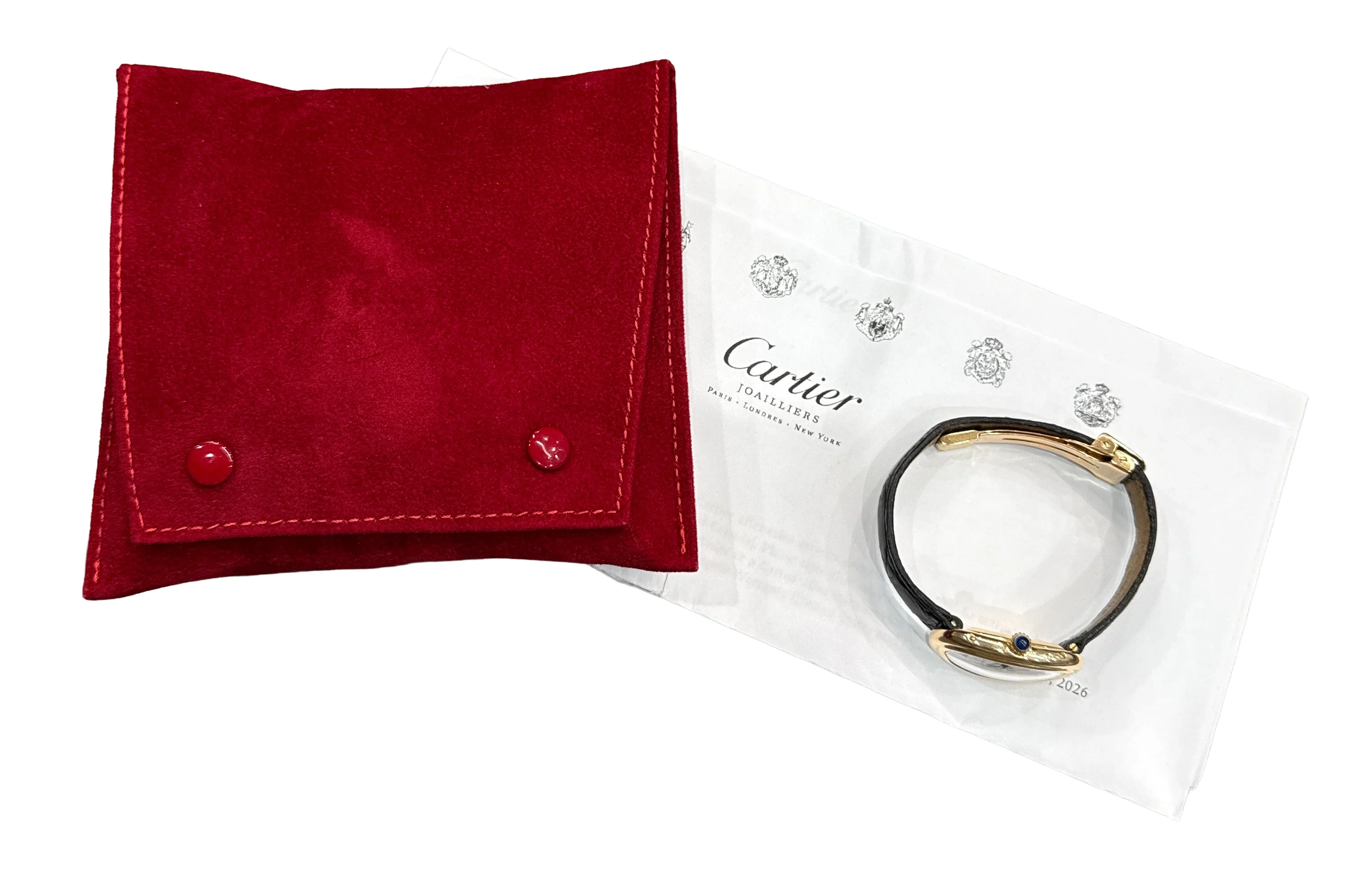 2026 SERVICE Cartier Baignoire 18K Yellow Gold 22mm White Roman Quartz 78094 - Image 2