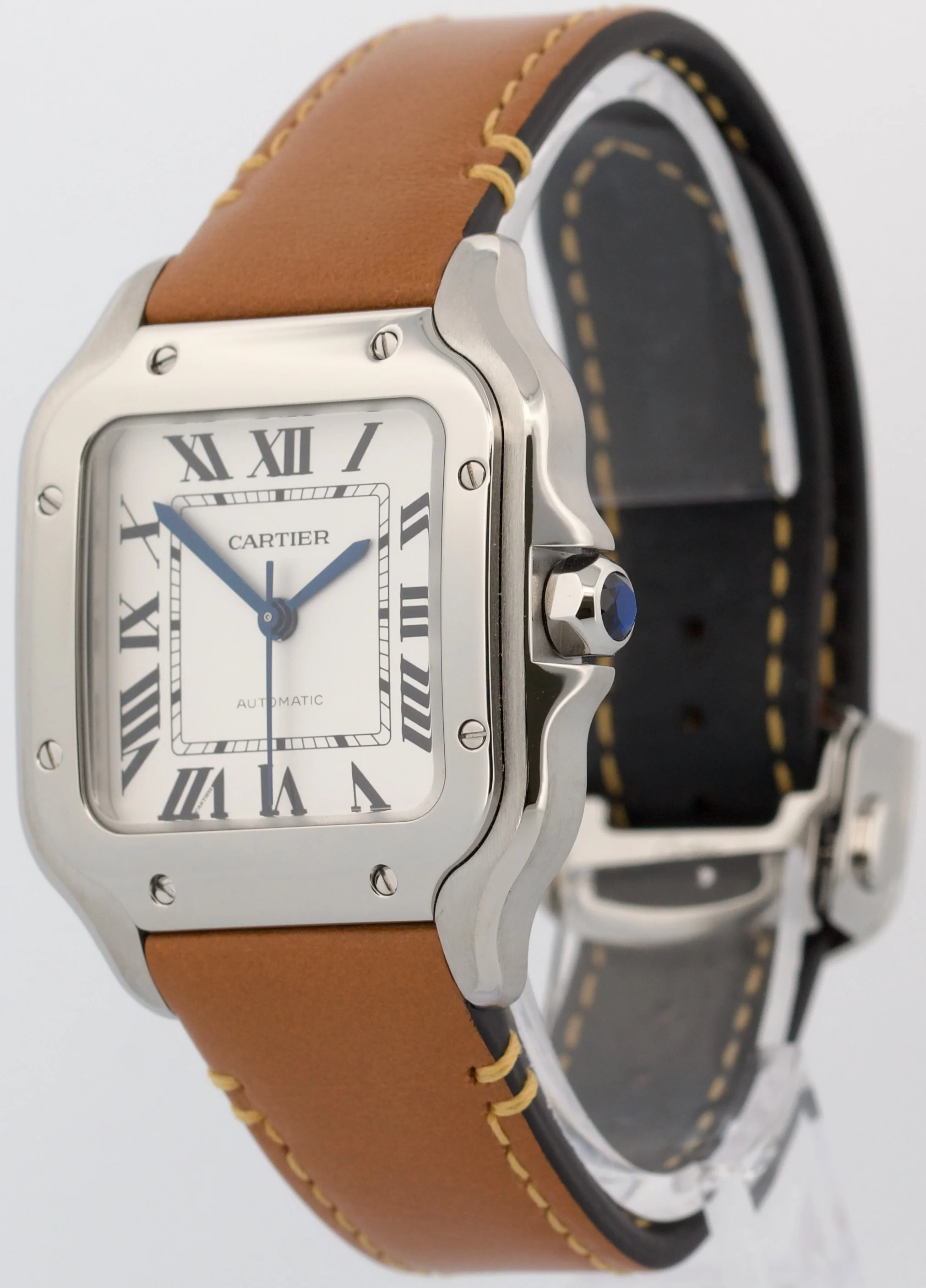 2026 SERVICE Cartier Santos Mid-Size PAPERS 35mm Steel Leather WSSA0029 4075 BOX - Image 3