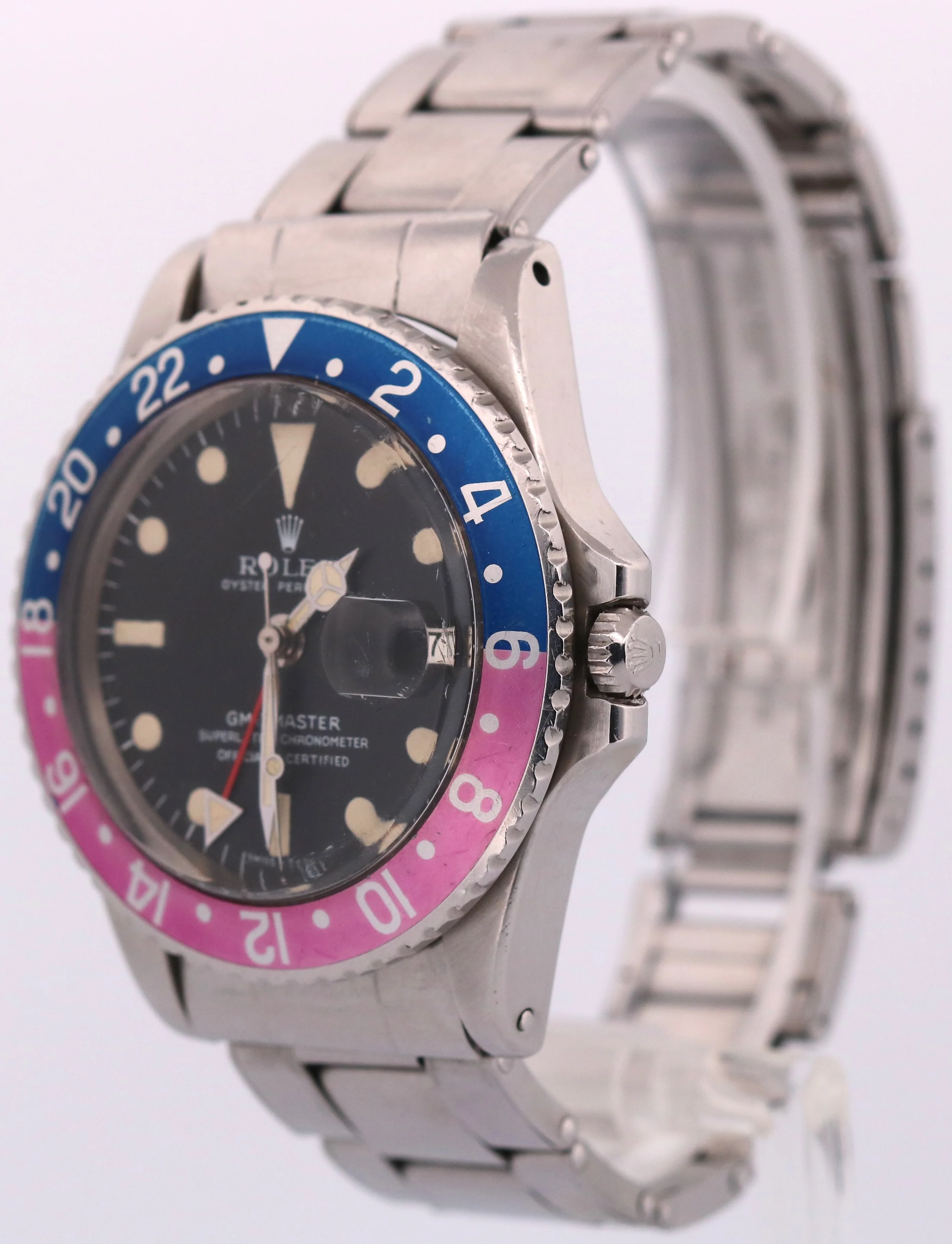 ALL ORIGINAL 1969 Rolex GMT-Master PEPSI Blue FUCHSIA Patina Steel 1675 BOX - Image 3