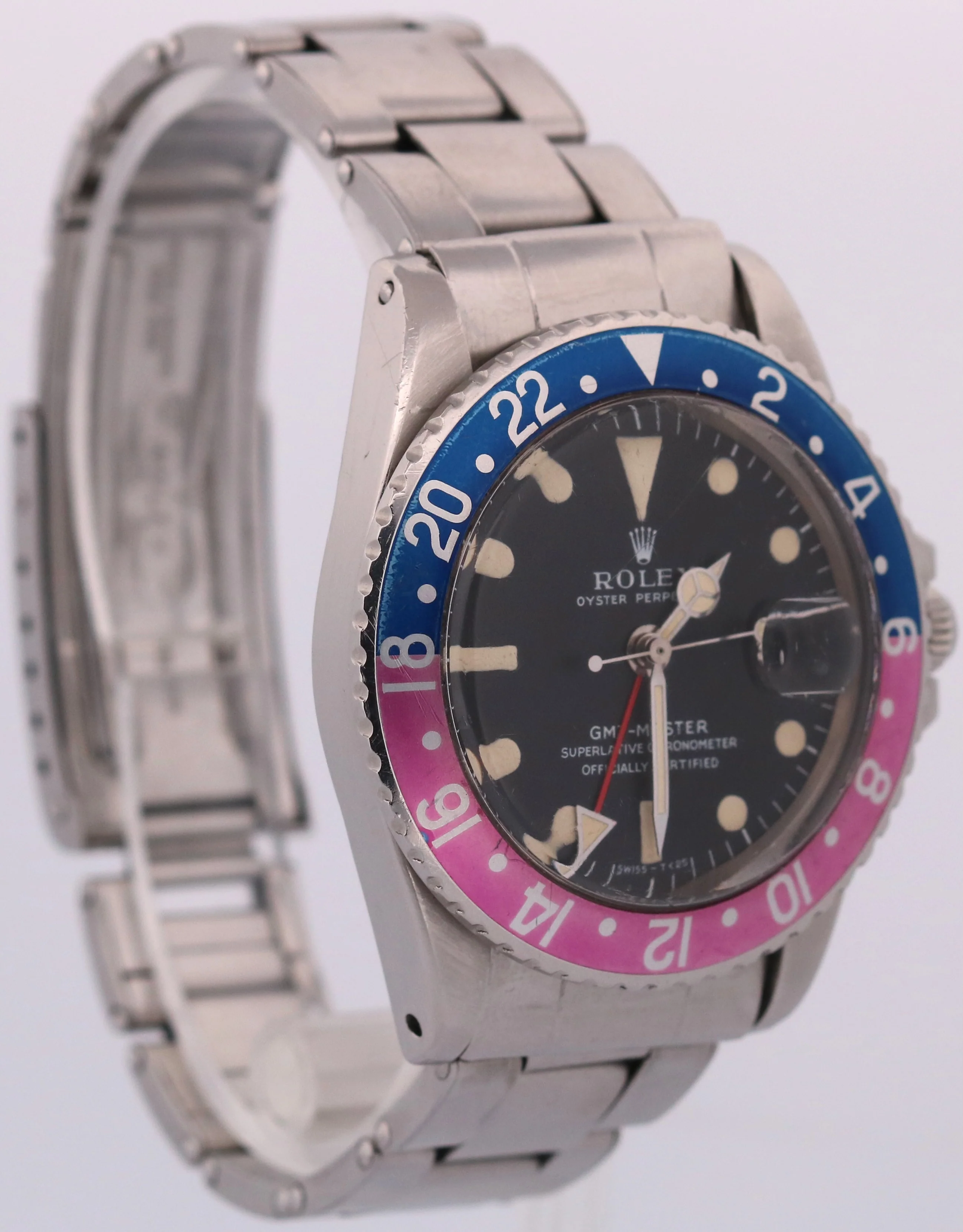 ALL ORIGINAL 1969 Rolex GMT-Master PEPSI Blue FUCHSIA Patina Steel 1675 BOX - Image 4