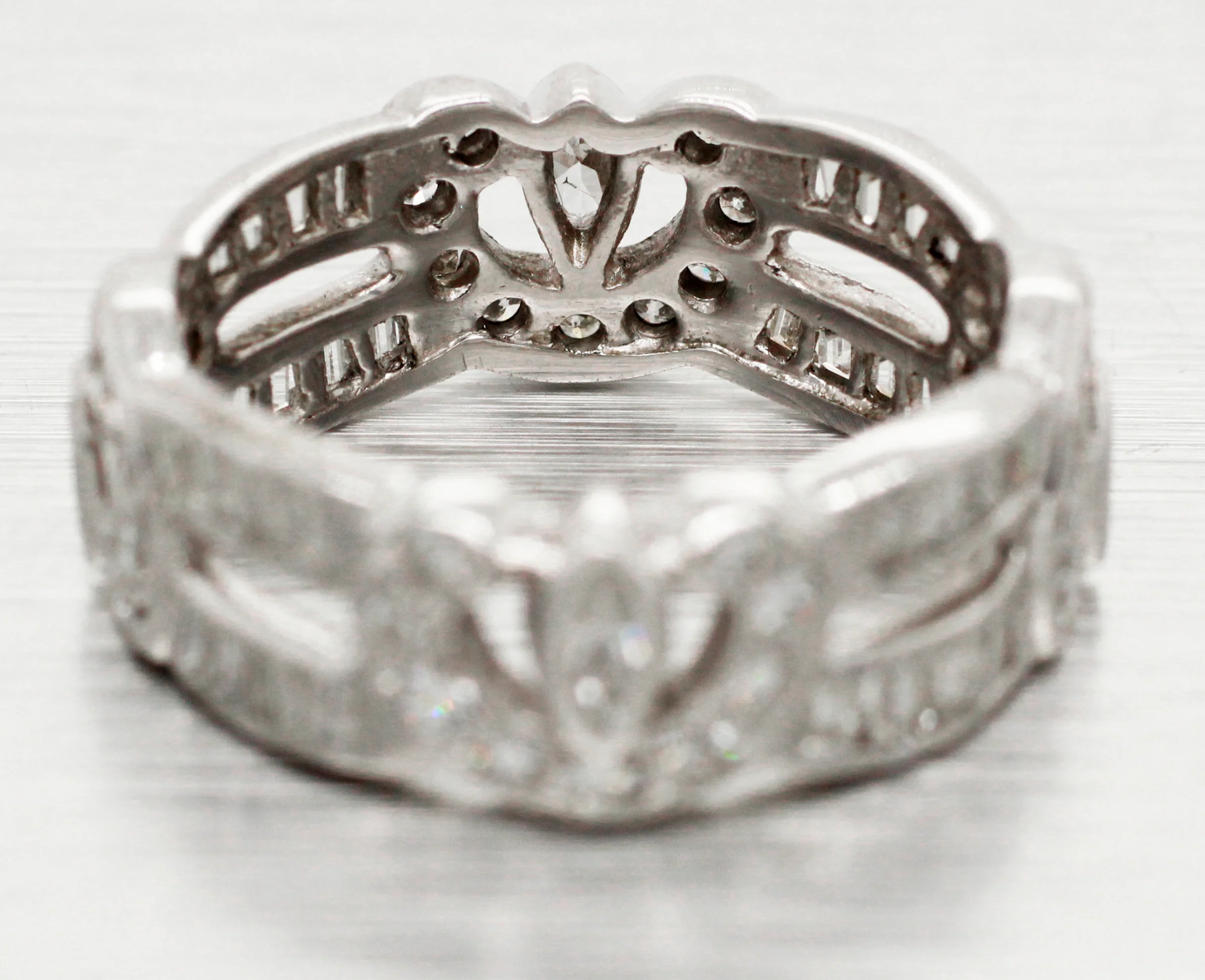 Antique 1.28ctw Channel-Set Diamond Eternity Band Ring - 18k White Gold - Image 4