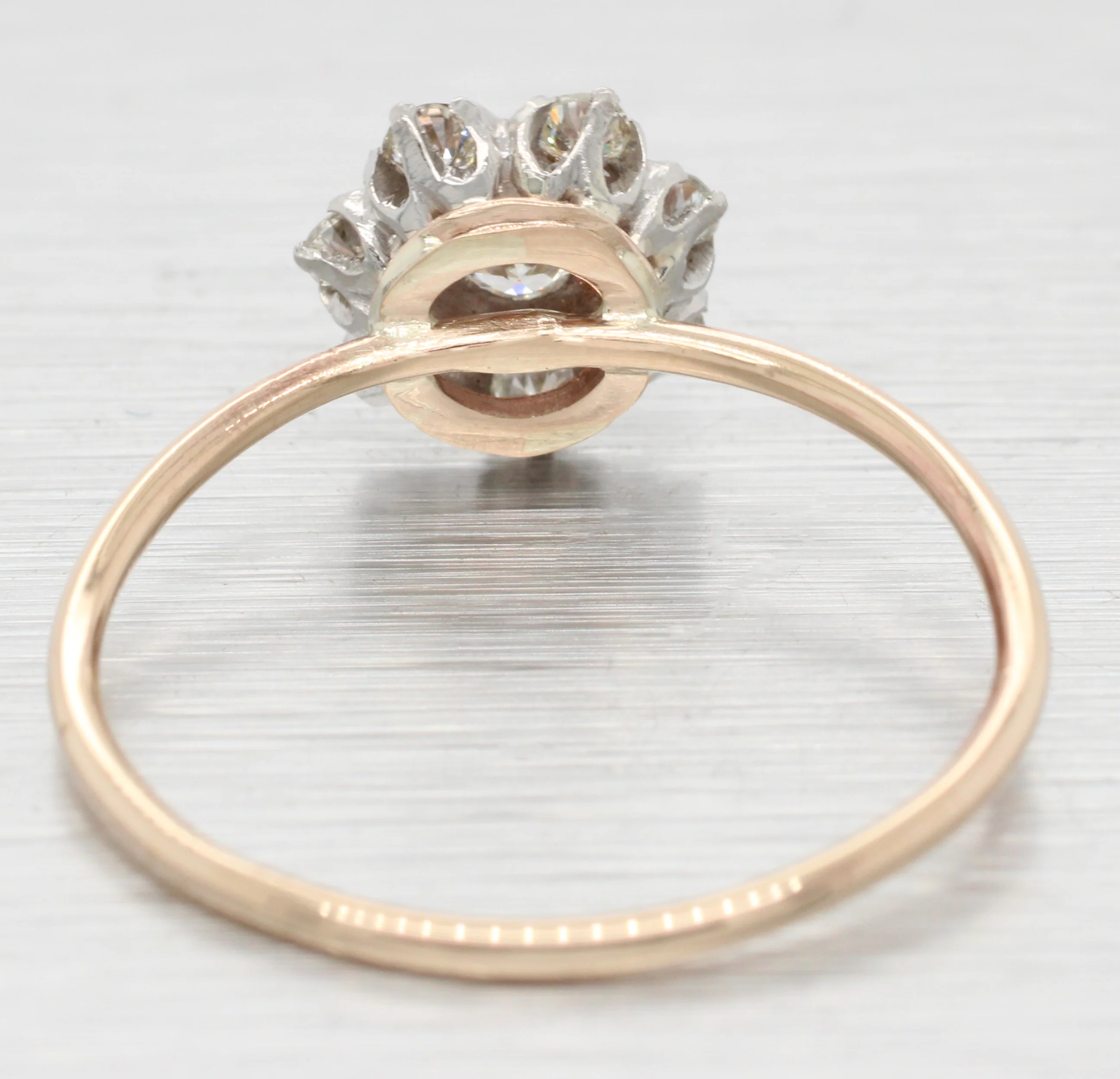 Antique Art Deco 0.25ctw Diamond Flower Ring - 14k Yellow Gold Pin Conversion - Image 5