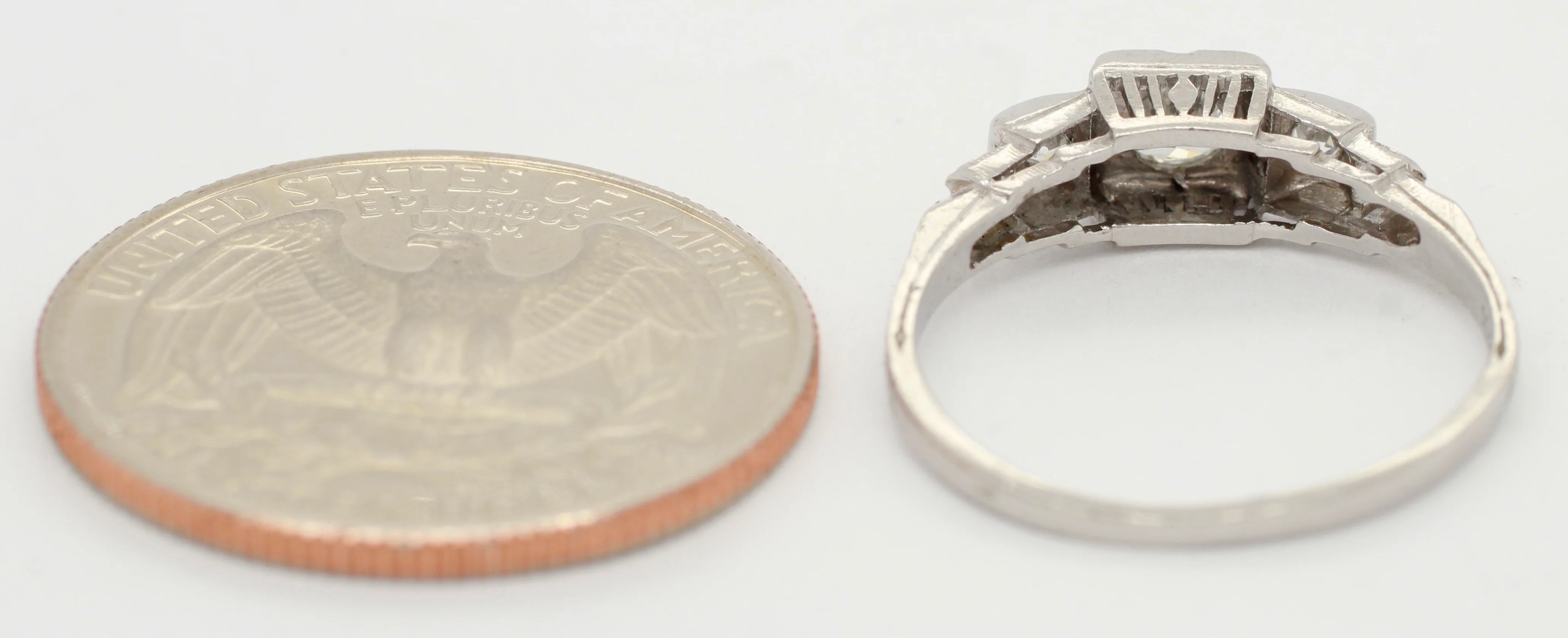 Antique Art Deco 0.25ctw Diamond Three Stone Ring in 900 Platinum | Size 6.25 - Image 5