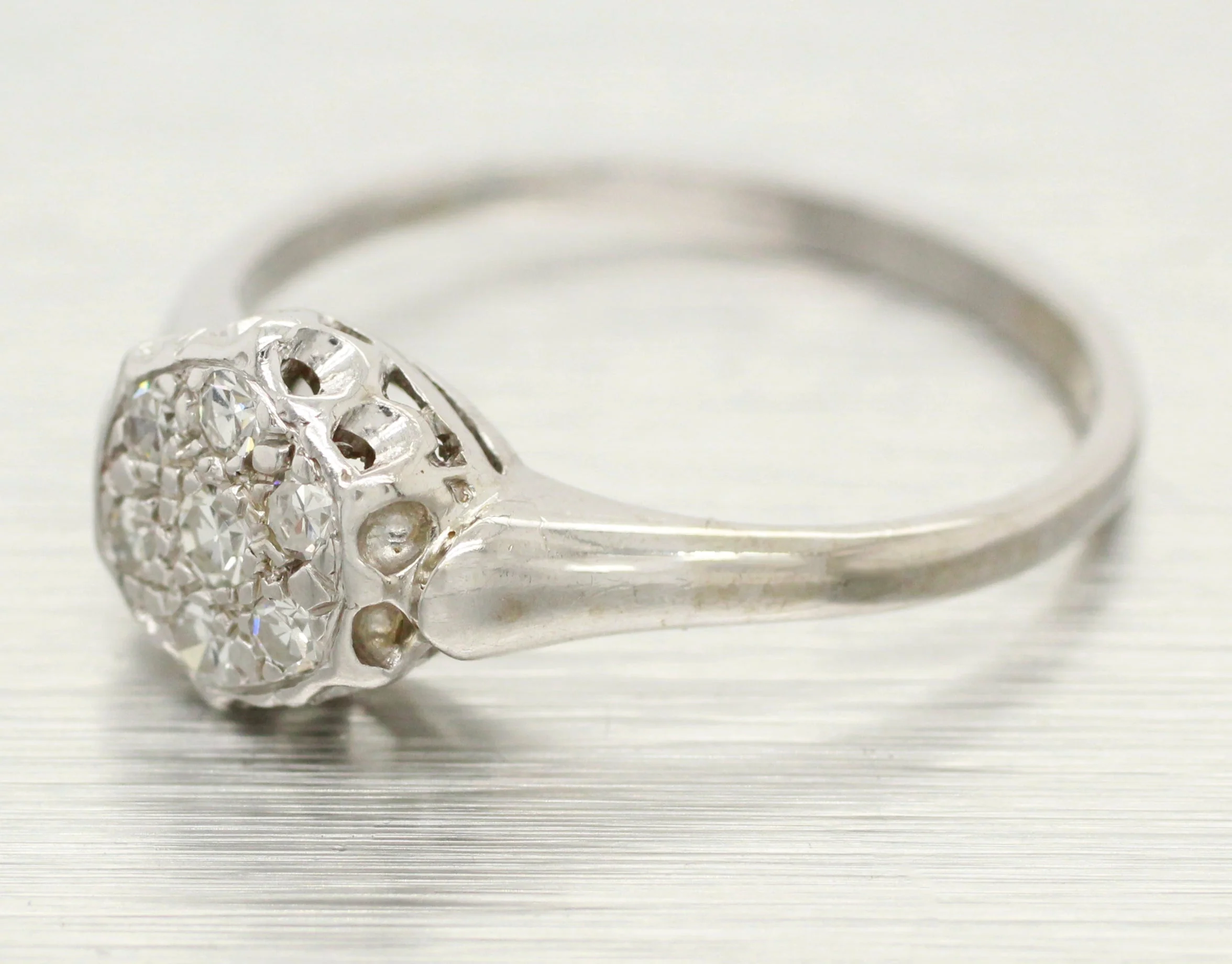 Antique Art Deco 0.30ctw Cluster Hexagon Style Diamond Ring - 14k White Gold - Image 2