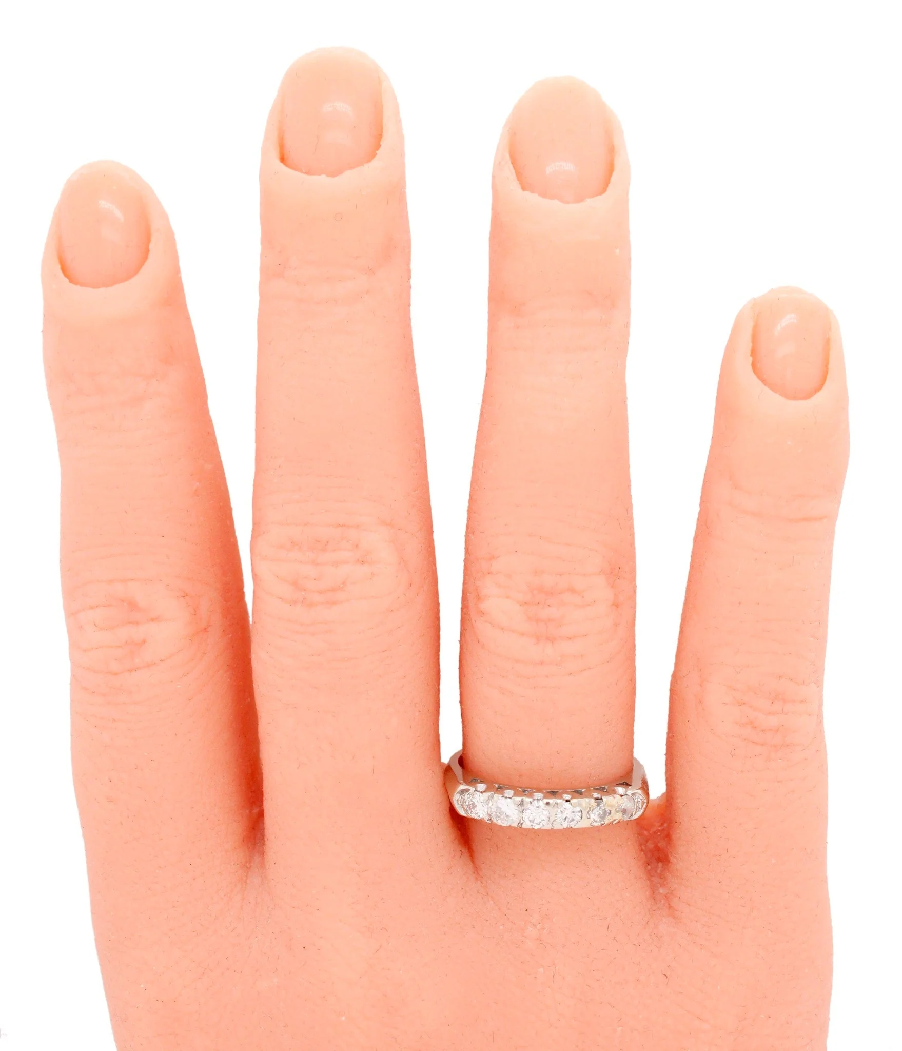 Antique Art Deco 0.60ctw Single-Row Diamond Wedding Band Ring - 14k White Gold - Image 7