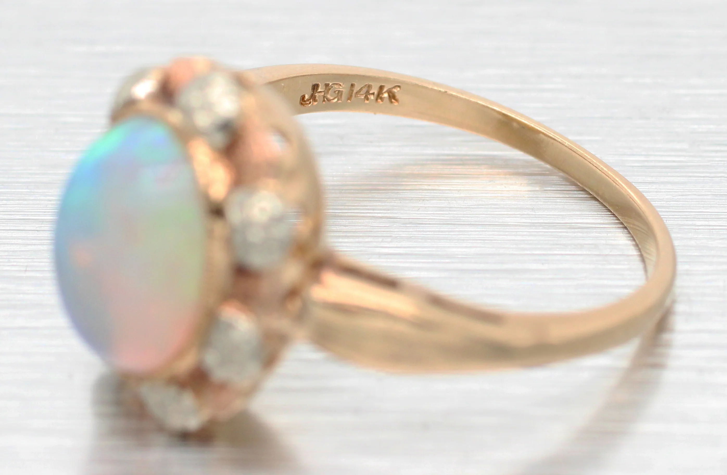 Antique Art Deco 3.20ct Crystal Opal Cocktail Ring | 14k Yellow Gold, Tri-Color Accents - Image 4