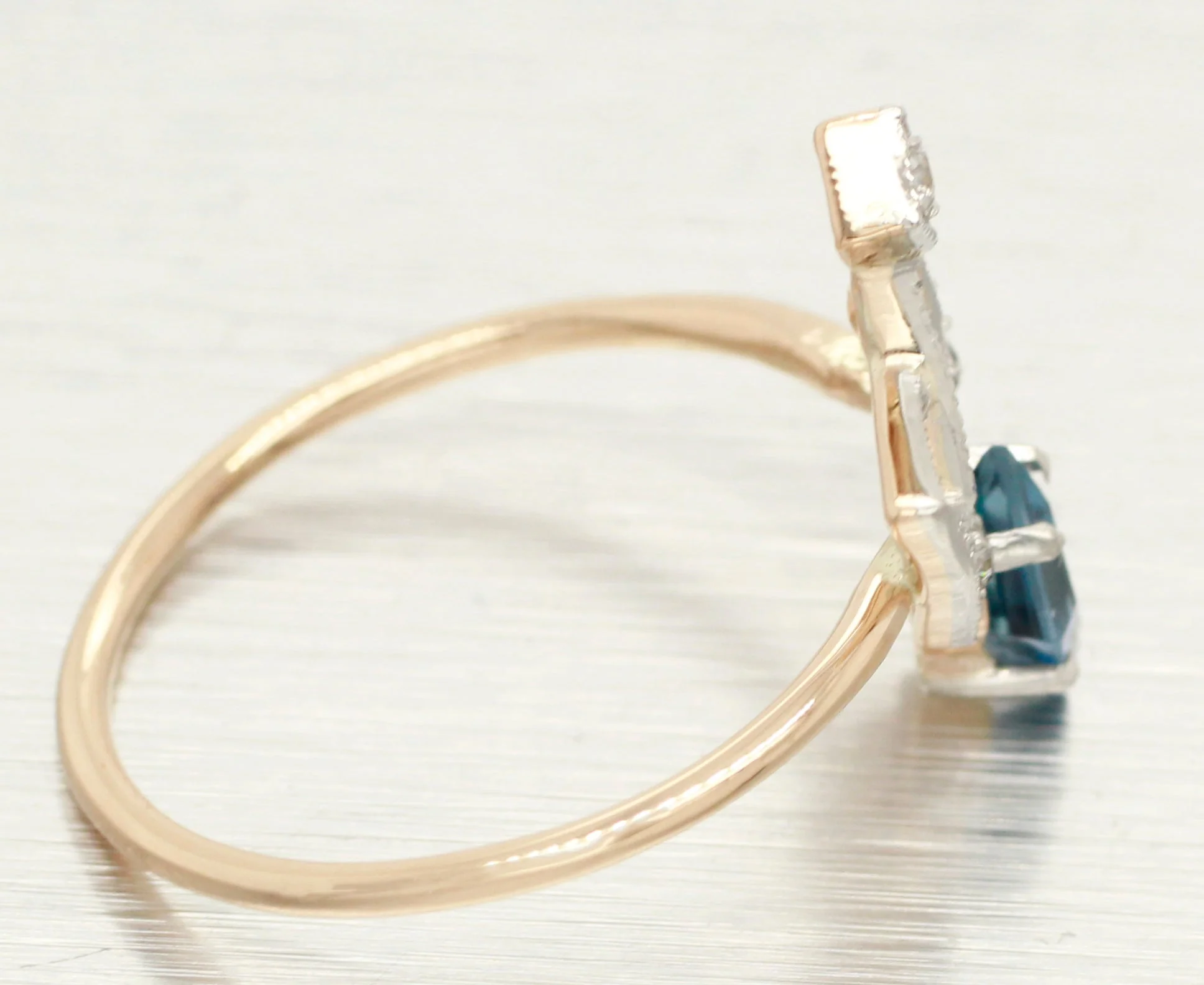 Antique Art Deco Blue Topaz & Diamond Masonic Ring - 18k Yellow Gold - Image 3