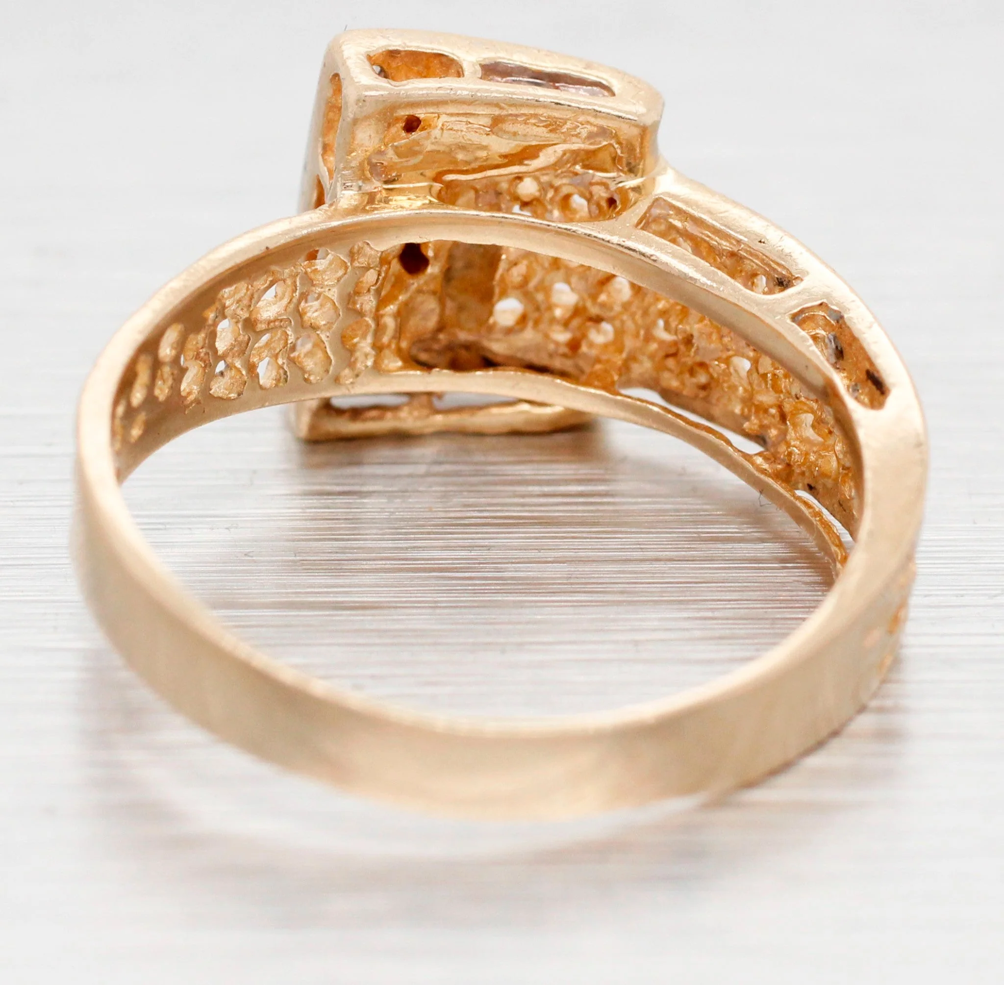Antique Art Deco Single Cut Diamond Belt Buckle Band Ring - 14k Yellow Gold - Image 5