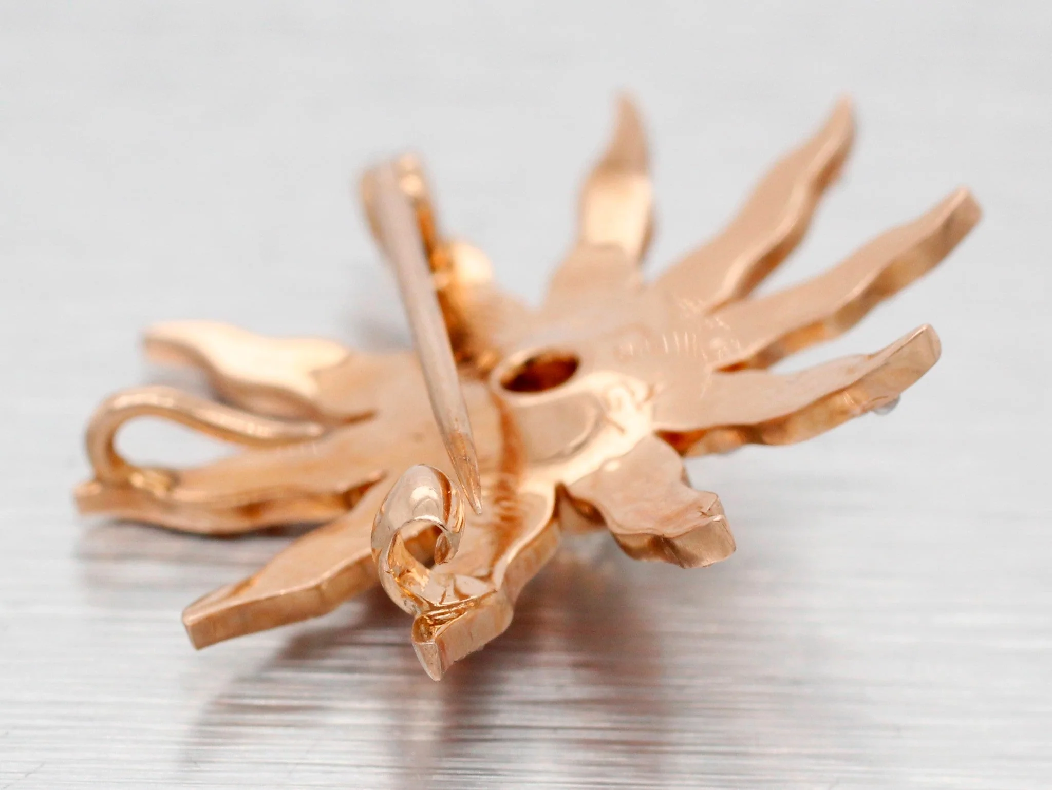 Antique Art Deco Sunstar Diamond & Pearl Starfish Charm / Brooch Pin - 14k Yellow Gold - Image 4