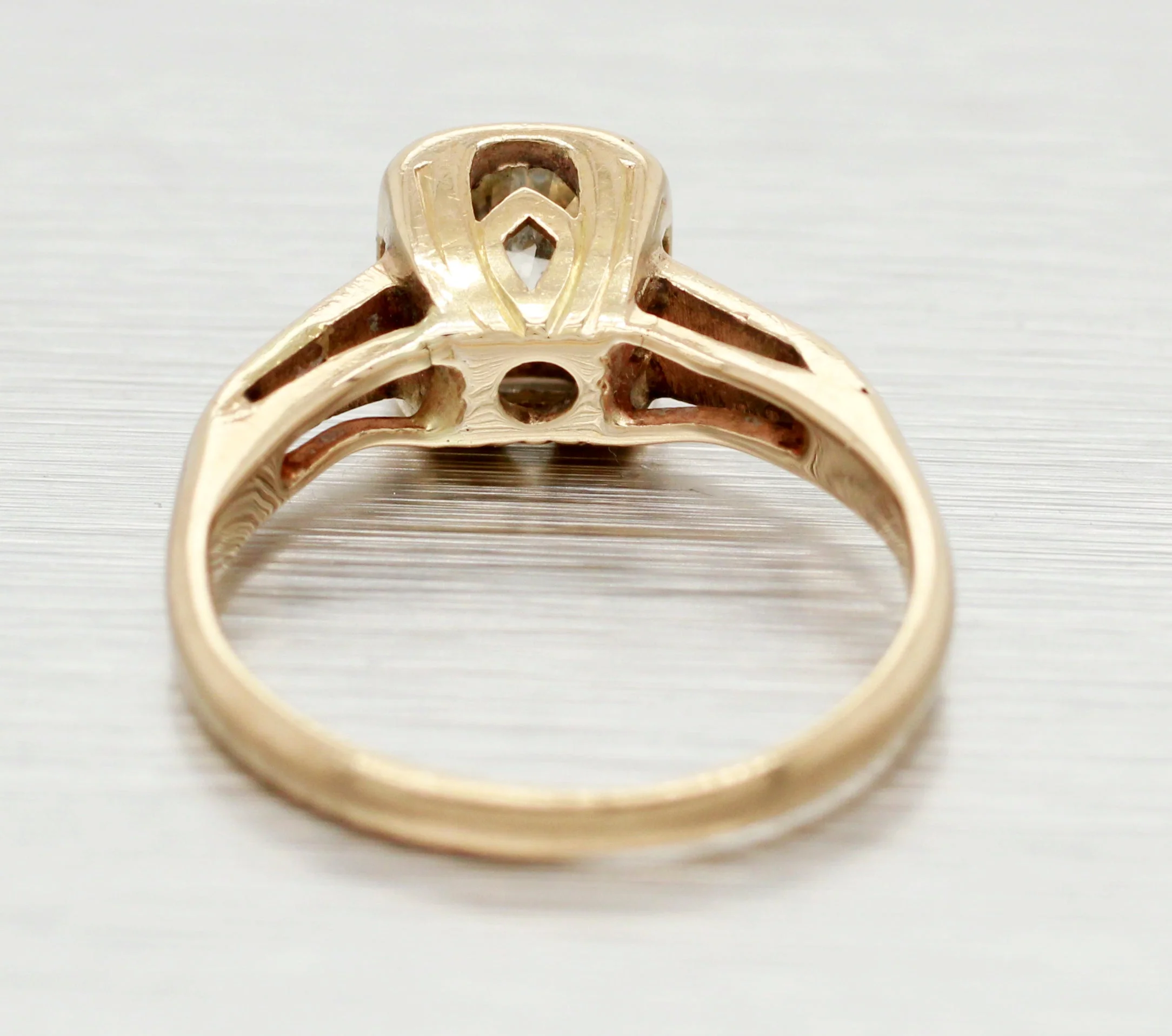 Antique 0.50ct Diamond Solitaire Ring | Square Bezel Set - 14k Yellow Gold - Image 5