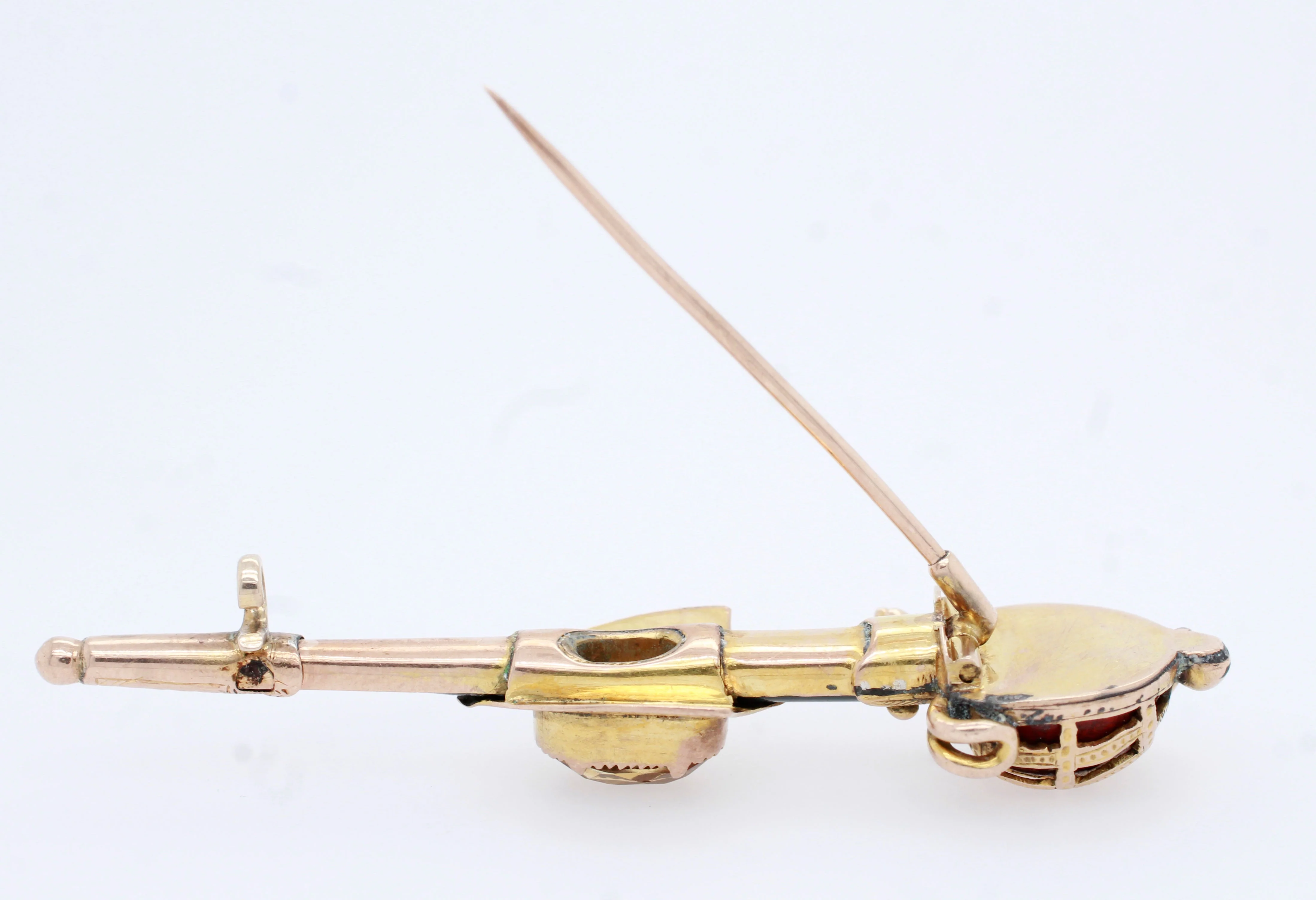 Antique Victorian Scottish Citrine Bloodstone & Agate Sword & Shield Gold Brooch - Image 4
