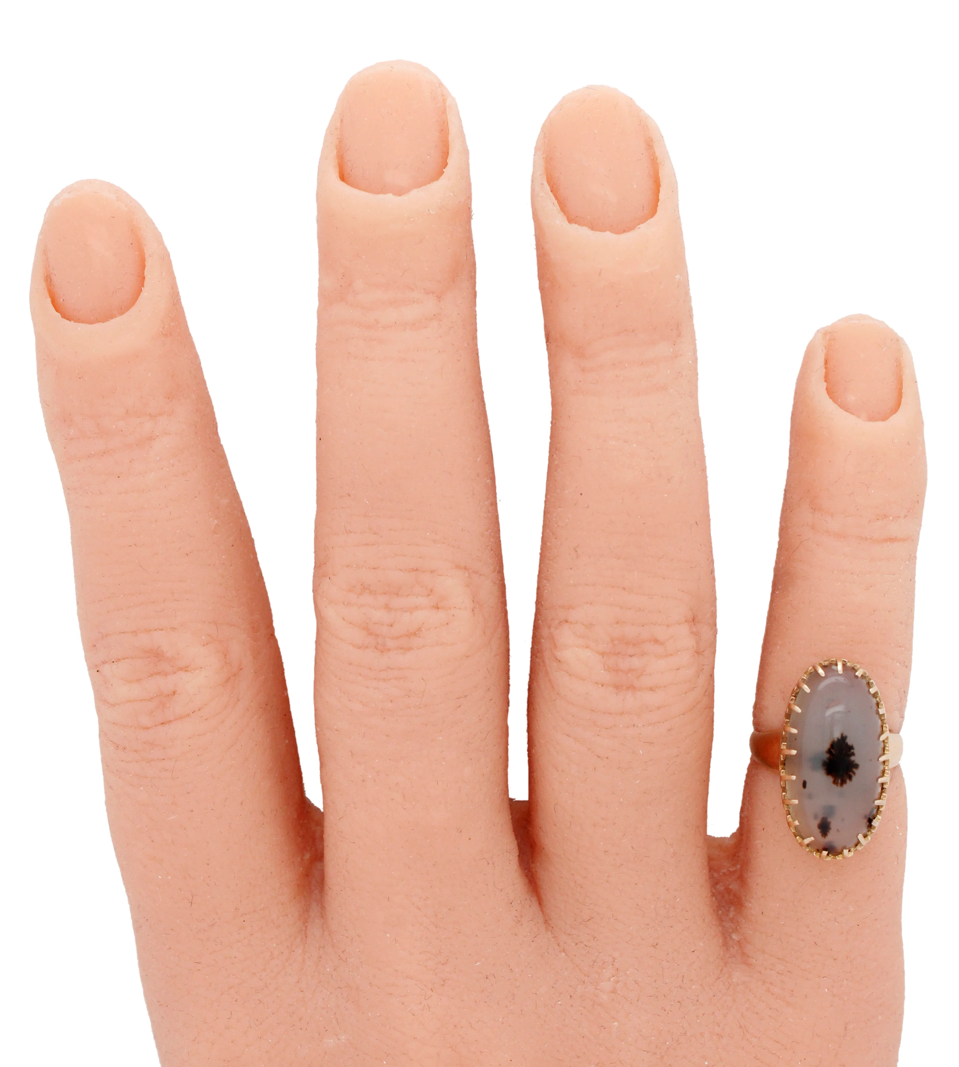 Antique Victorian Dendritic Chalcedony Cocktail Ring - 14k Yellow Gold - Image 7