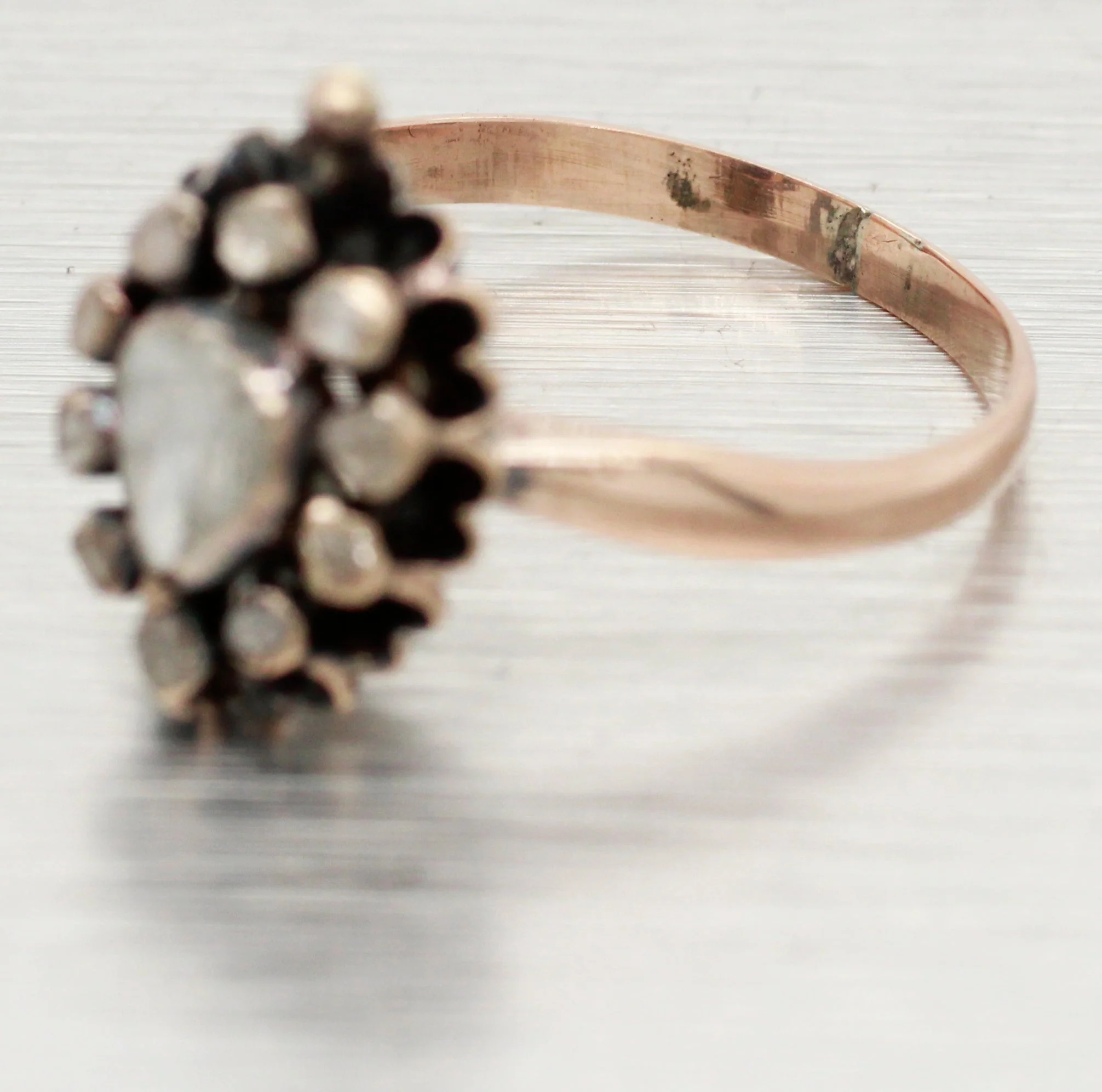 Antique Victorian 0.85ctw Pear Cut Diamond Engagement Ring - 14k Rose Gold - Image 3