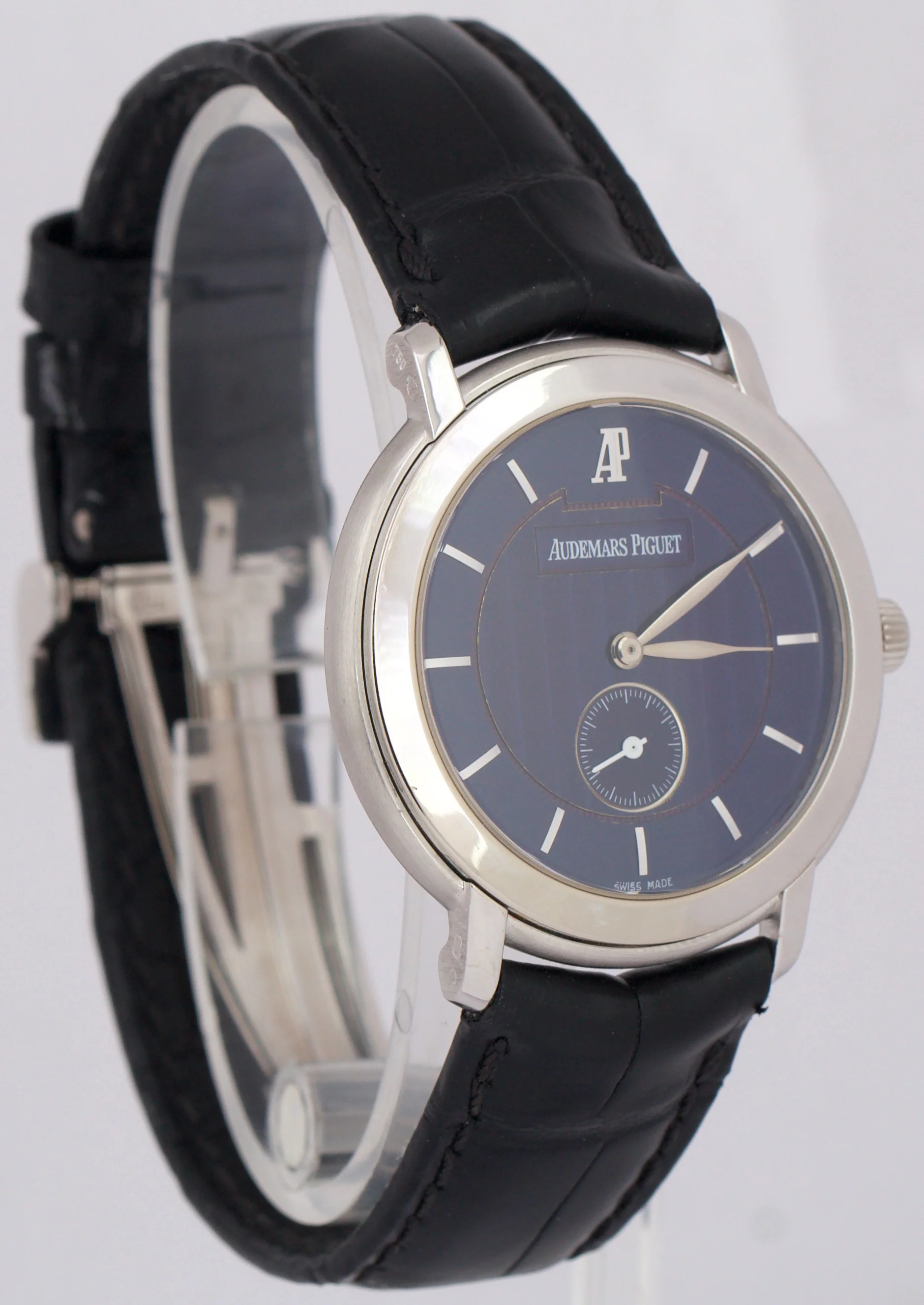 Audemars Piguet Jules BLUE 18K White Gold SMALL SECONDS Leather 36mm 15056BC - Image 4