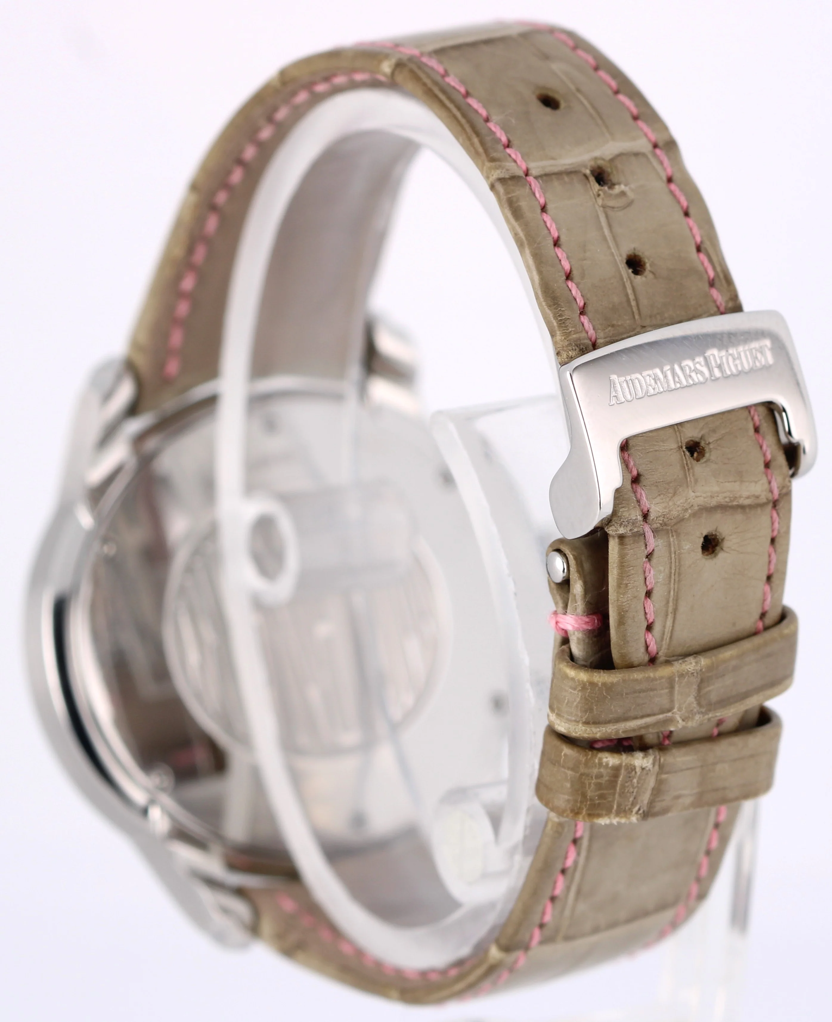 Audemars Piguet Millenary DIAMOND Steel Silver Pink 39.5mm 77301ST Leather Watch - Image 6