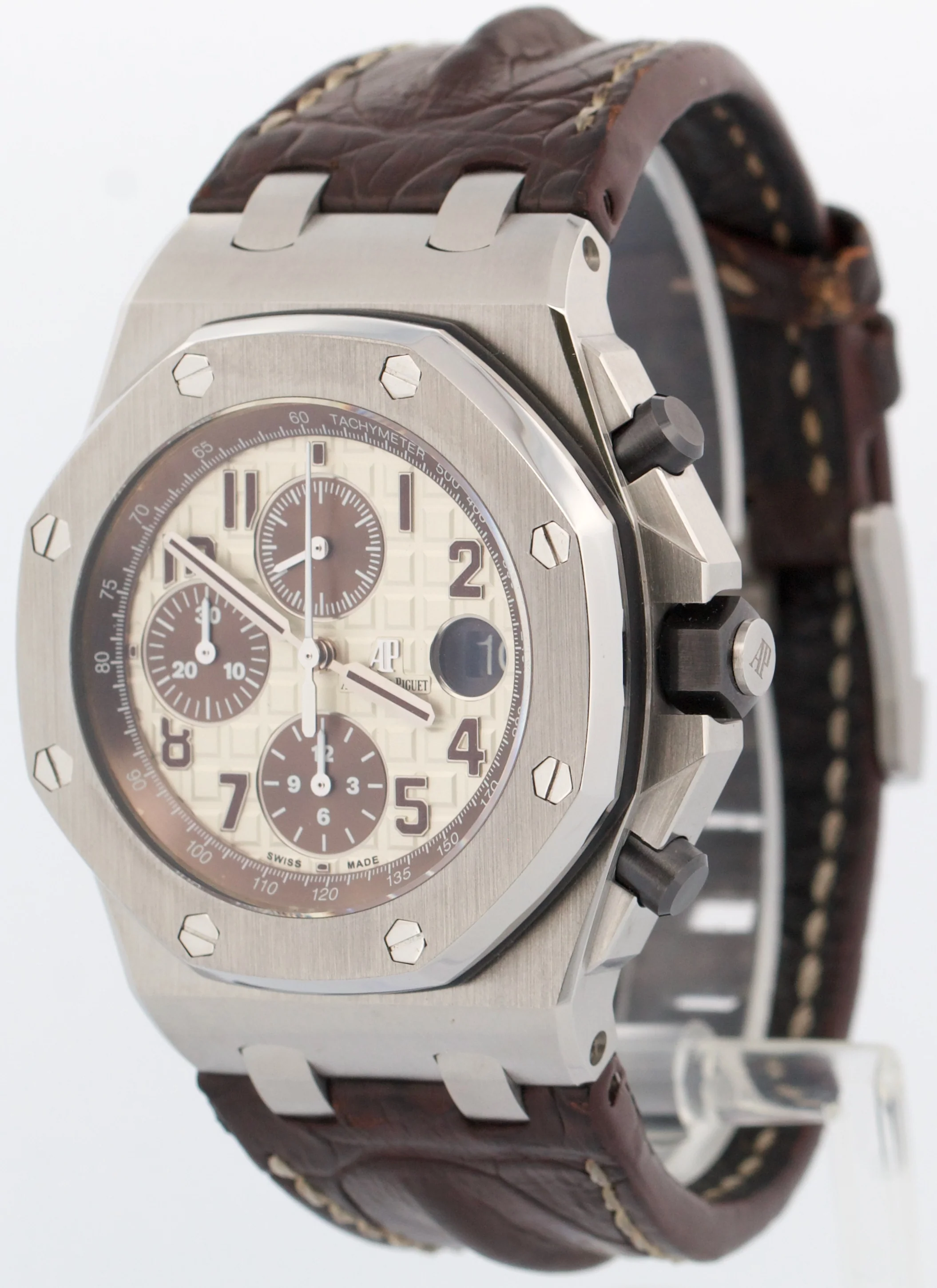 Audemars Piguet Royal Oak Offshore SAFARI Brown Leather Steel 42mm 26470ST Watch - Image 3