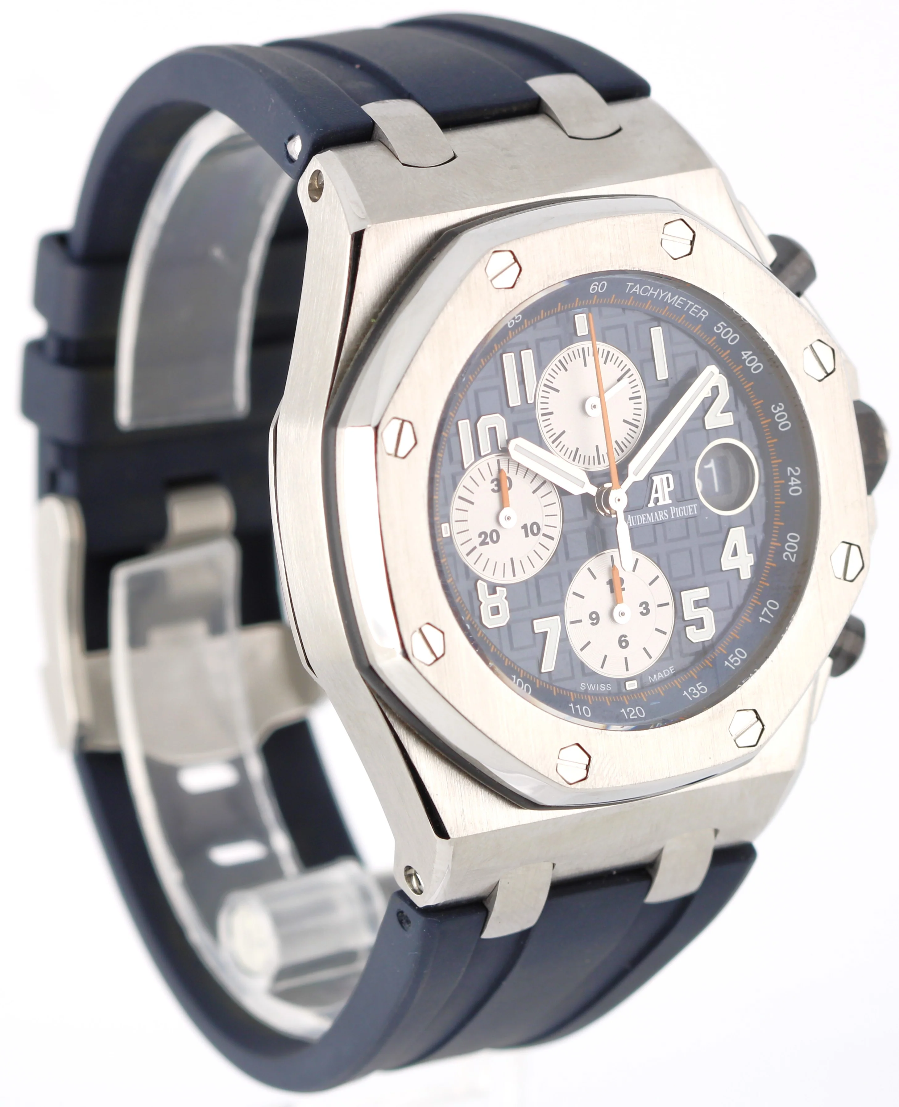 Audemars Piguet Royal Oak Offshore Steel Navy Blue Orange 42mm 26470ST Watch - Image 3