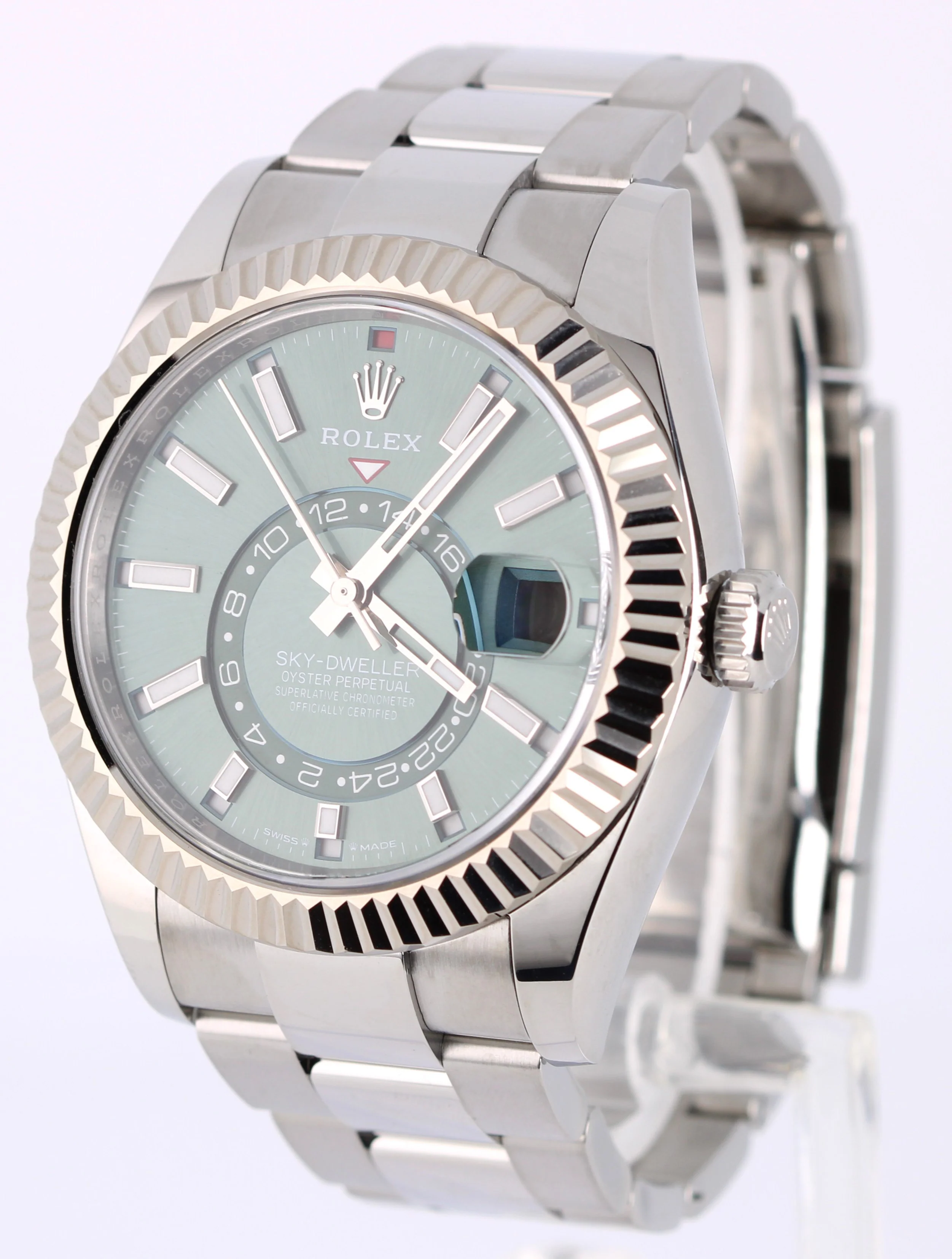 AUG. 2025 PAPERS Rolex Sky-Dweller Steel GREEN 42mm 336934 Fluted Watch BOX - Image 3