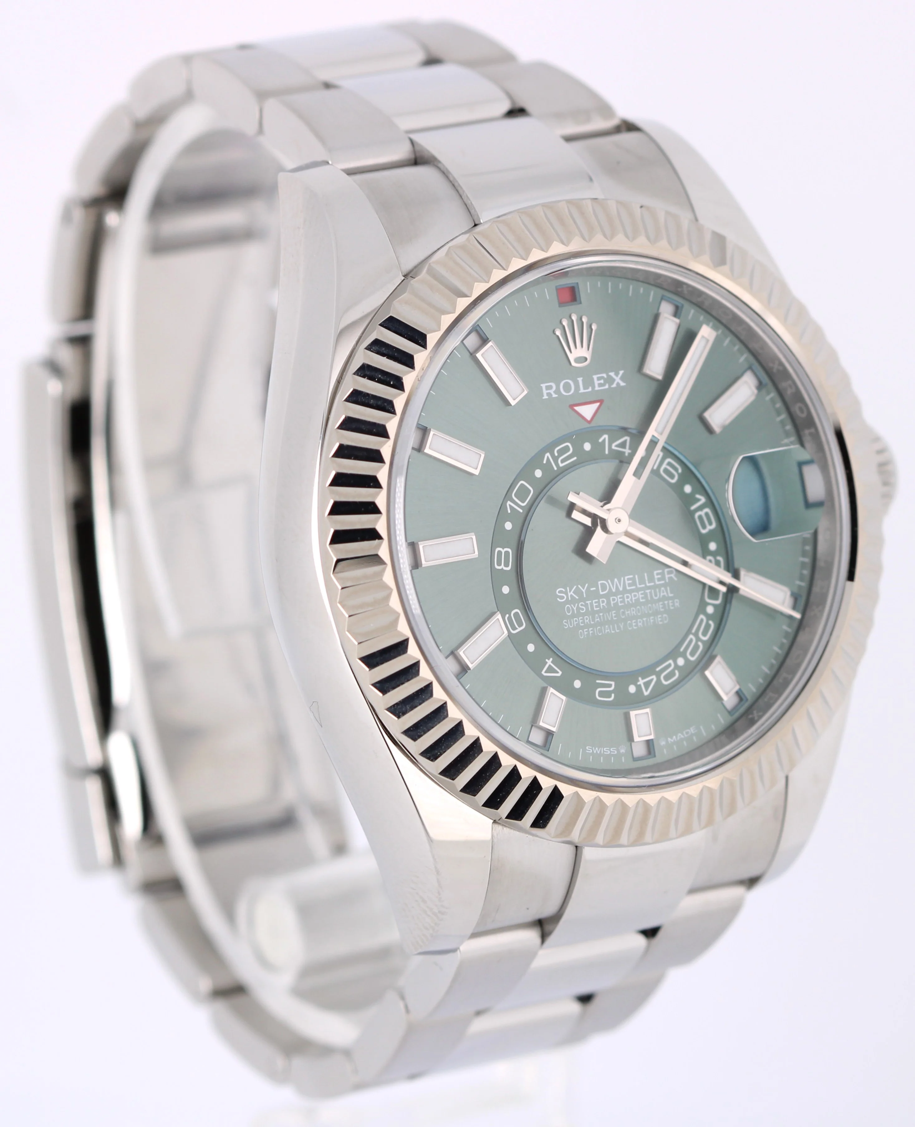 AUG. 2025 PAPERS Rolex Sky-Dweller Steel GREEN 42mm 336934 Fluted Watch BOX - Image 4