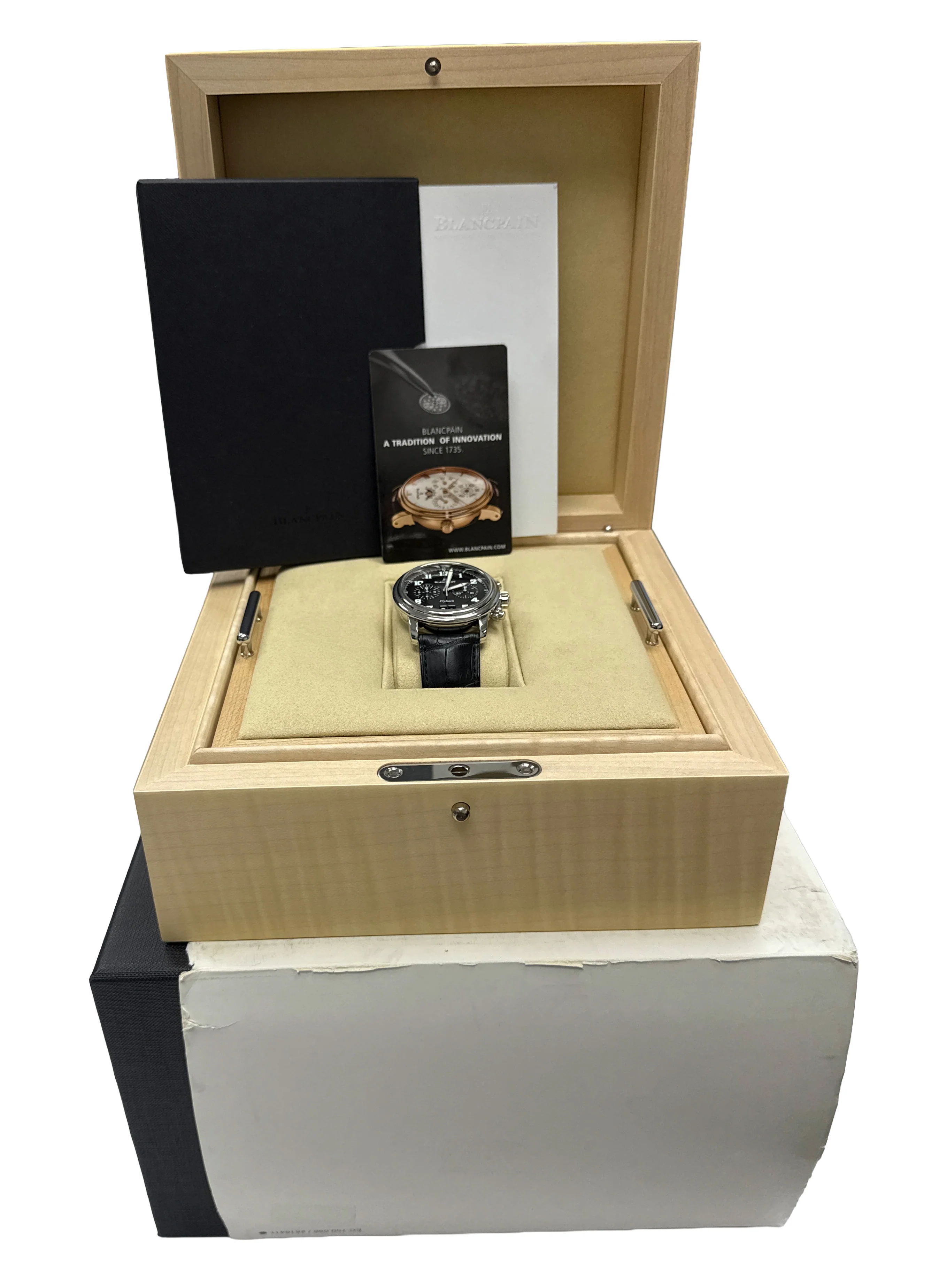 Blancpain Leman Flyback 40mm BLACK Arabic Automatic Leather 2885F-1130-71 BOX - Image 2