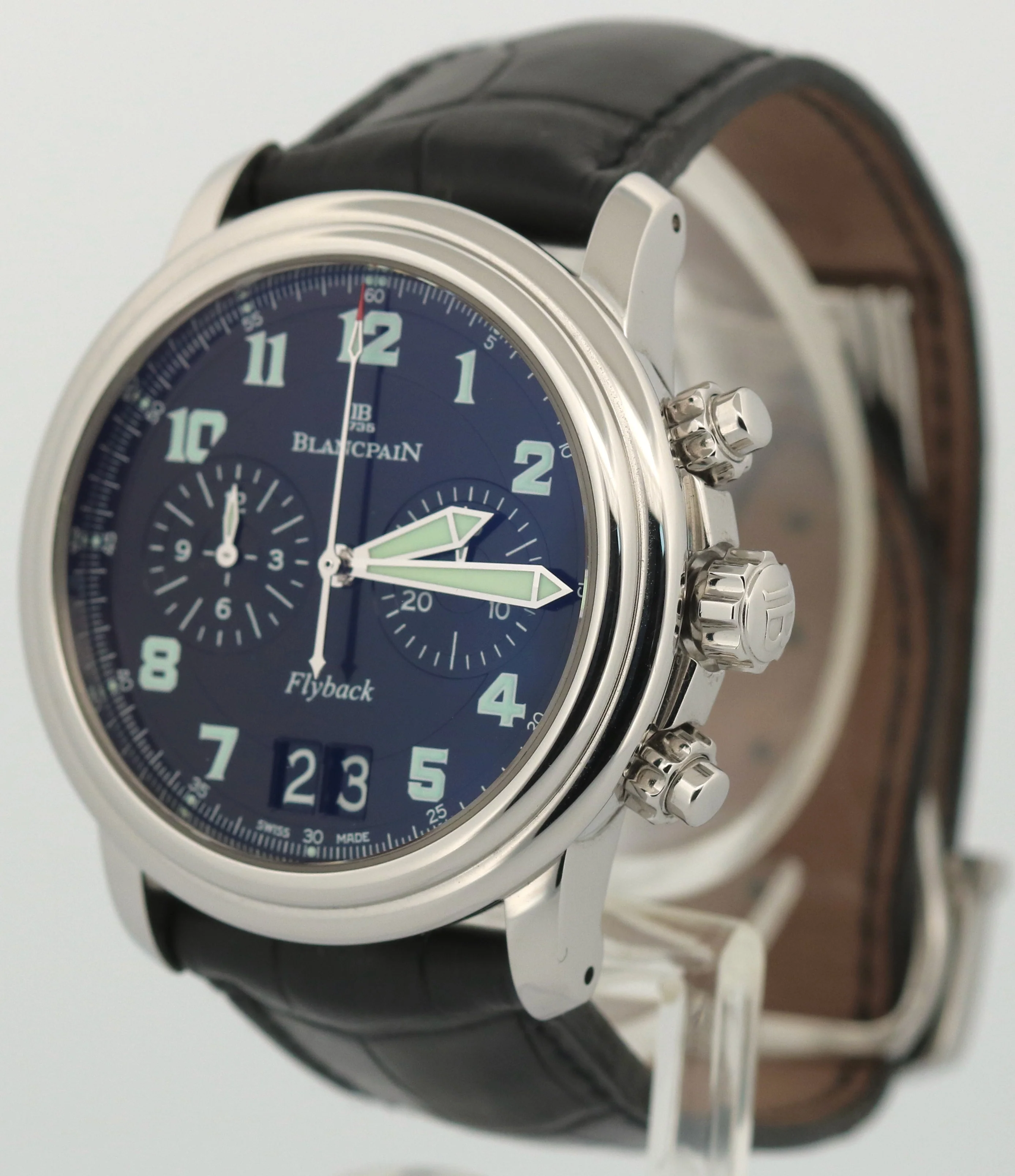 Blancpain Leman Flyback 40mm BLACK Arabic Automatic Leather 2885F-1130-71 BOX - Image 3