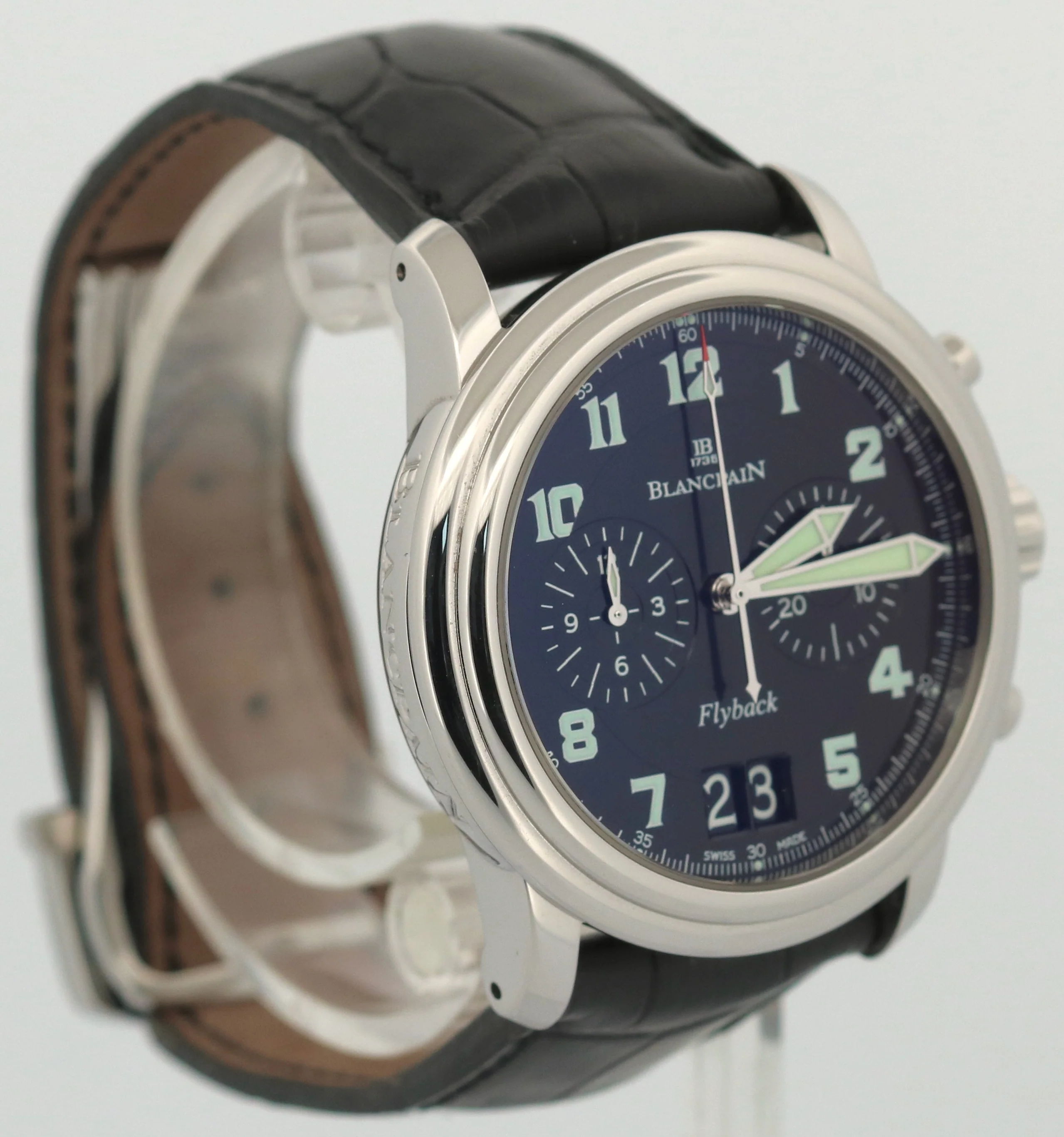 Blancpain Leman Flyback 40mm BLACK Arabic Automatic Leather 2885F-1130-71 BOX - Image 4
