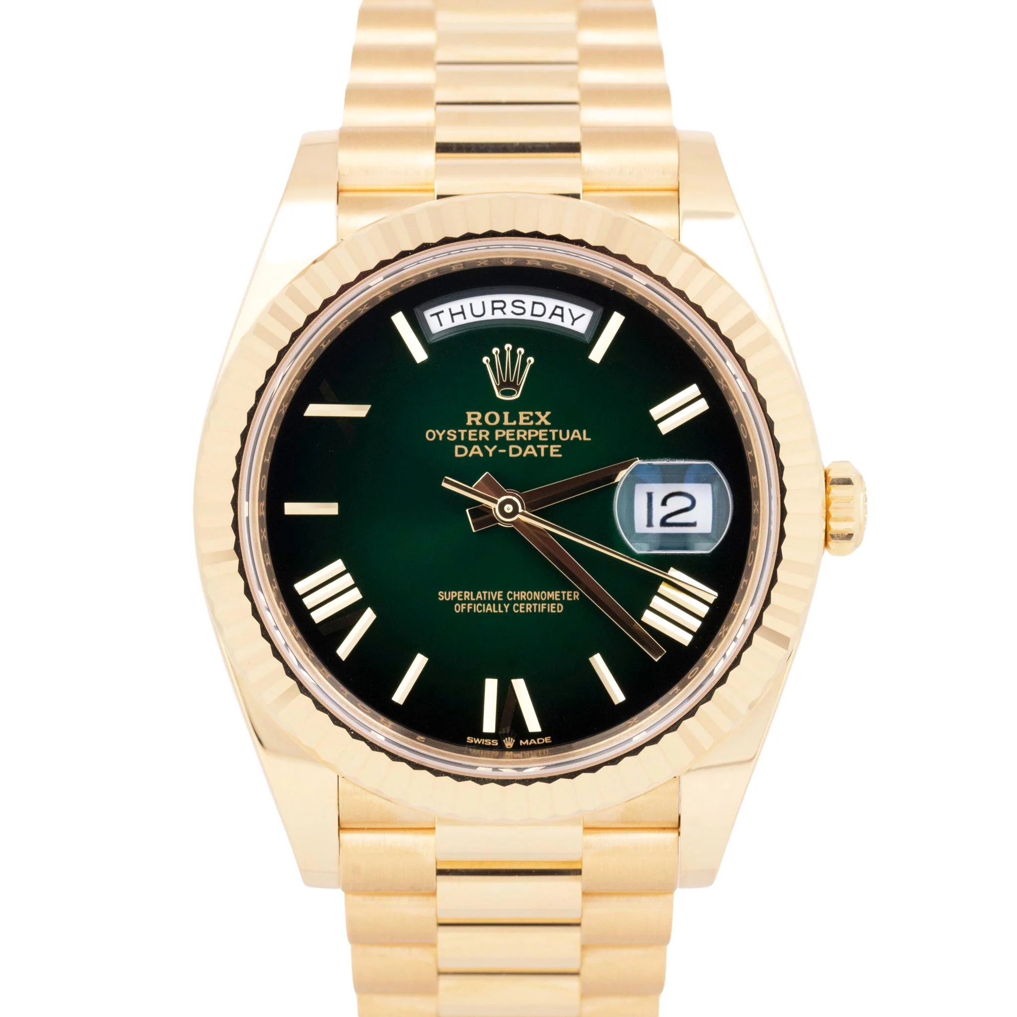 BRAND NEW 2025 Rolex Day-Date President 40mm GREEN OMBRE 18K Gold 228238 BOX