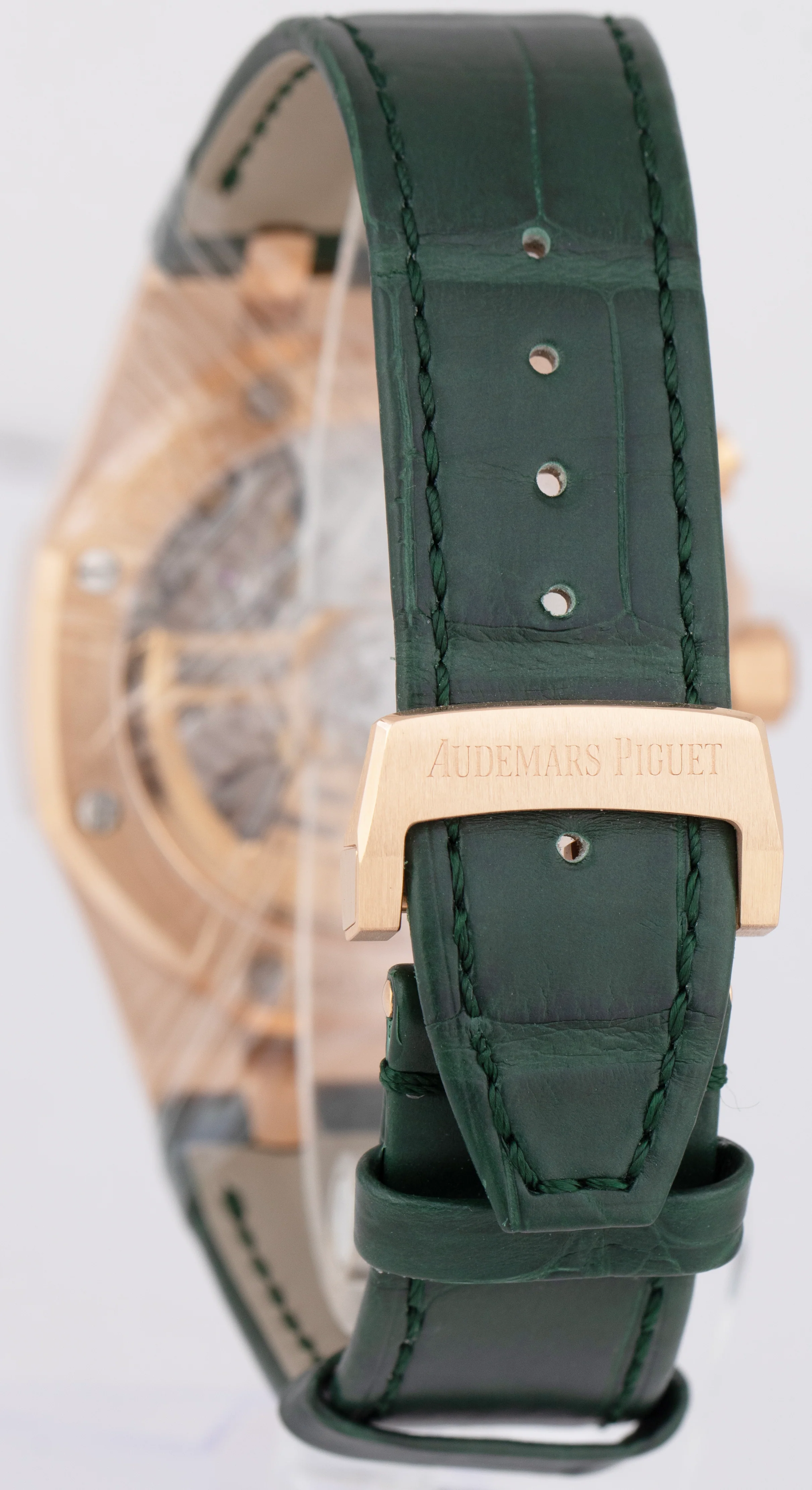 BRAND NEW Audemars Piguet Royal Oak Chrono Green 18K Rose Gold Watch 26240OR B+P - Image 4