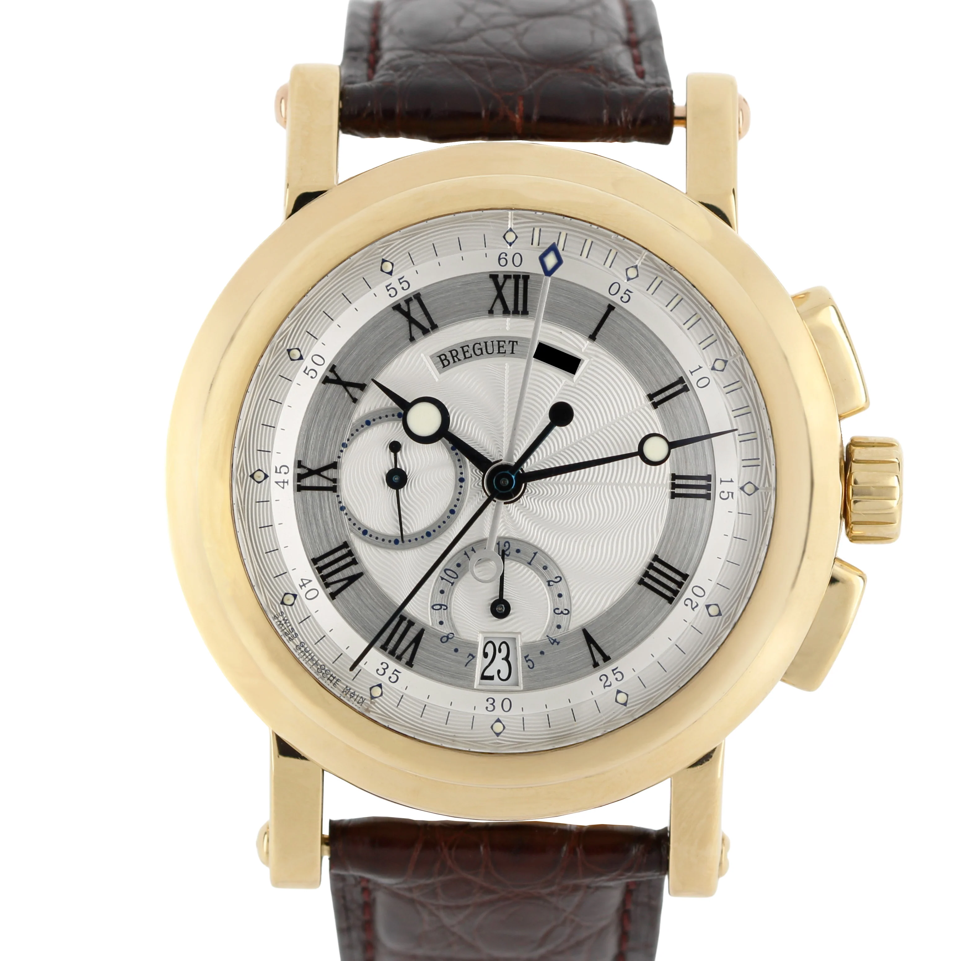 Breguet Horloger de la Marine 18k Yellow Gold Silver 42mm 5827BA Watch