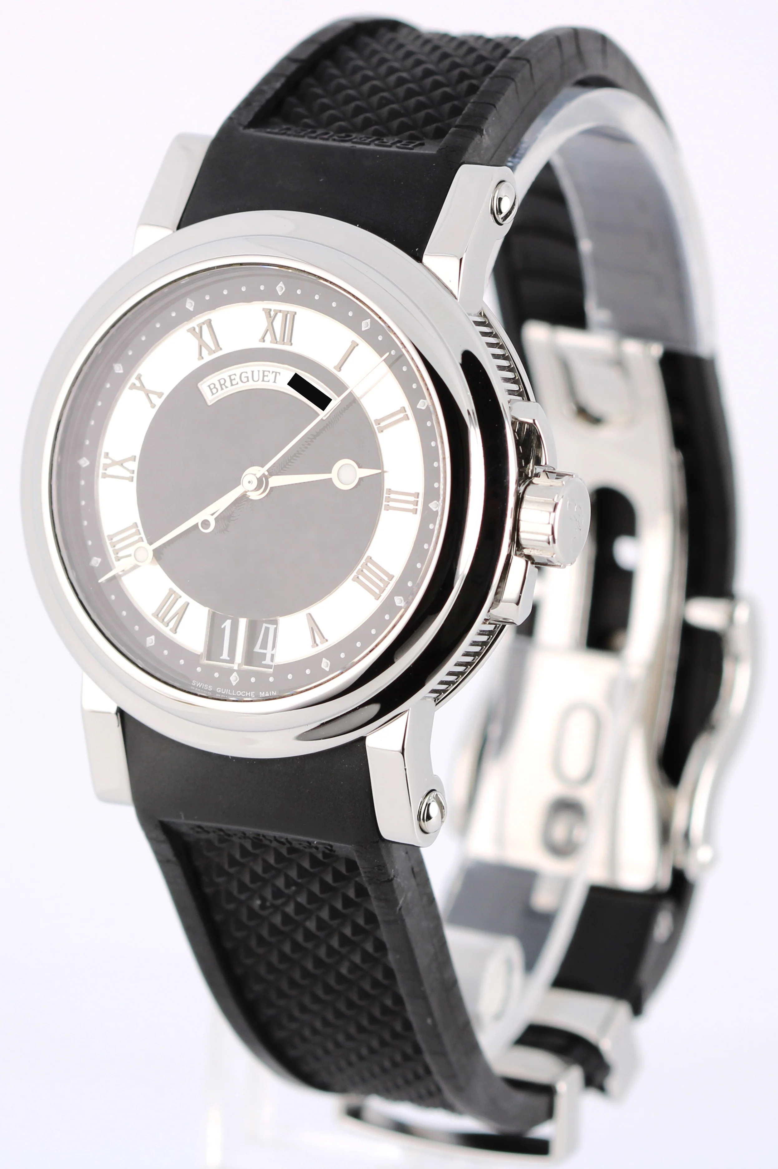 Breguet Horloger de la Marine Big Date Steel Black Roman 39mm 5817 Rubber Watch - Image 3